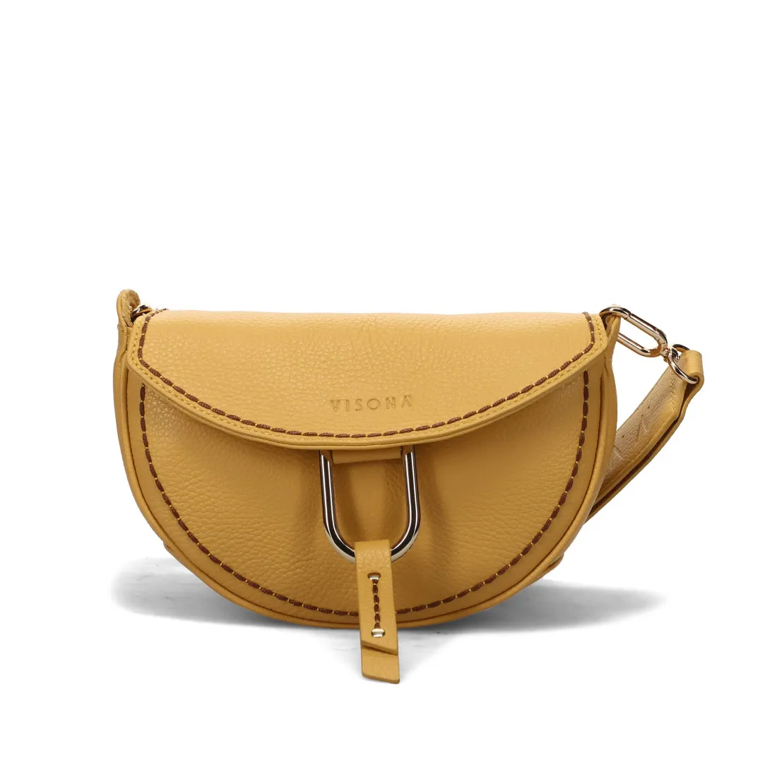 Borsa a tracolla Plinio Visonà in pelle giallo ananas