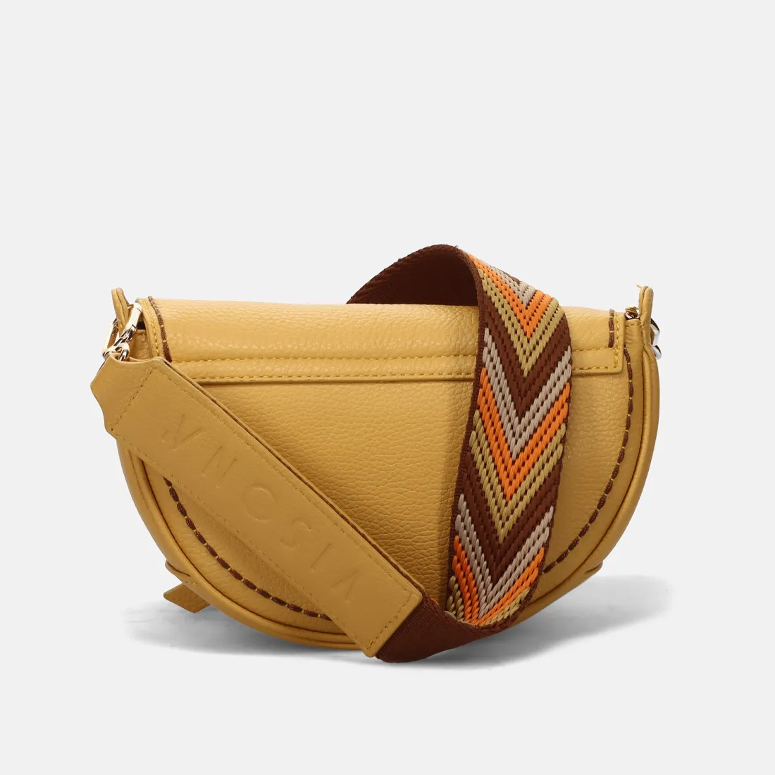 Borsa a tracolla Plinio Visonà in pelle giallo ananas