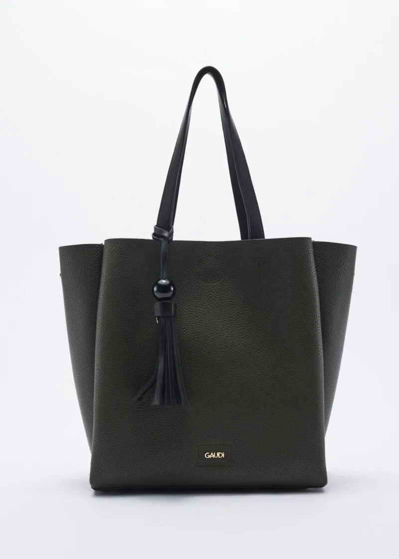 Borsa con manici a contrasto colore