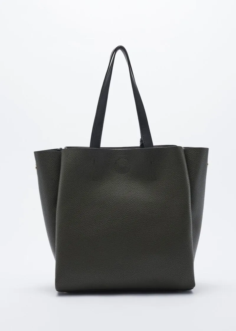 Borsa con manici a contrasto colore