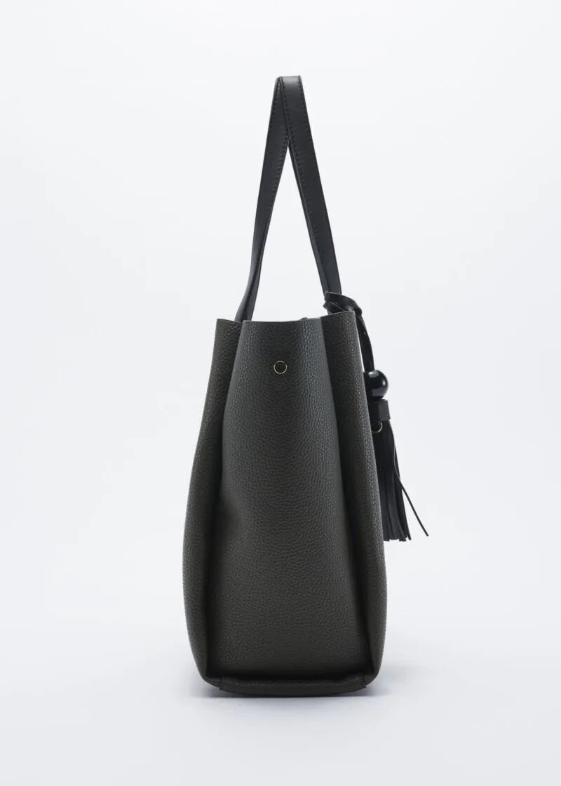 Borsa con manici a contrasto colore
