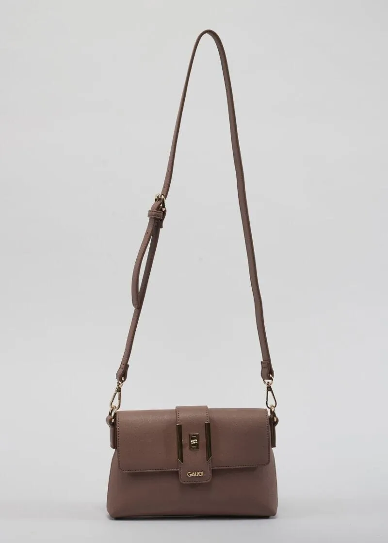 Borsa crossbody con dettagli dorati