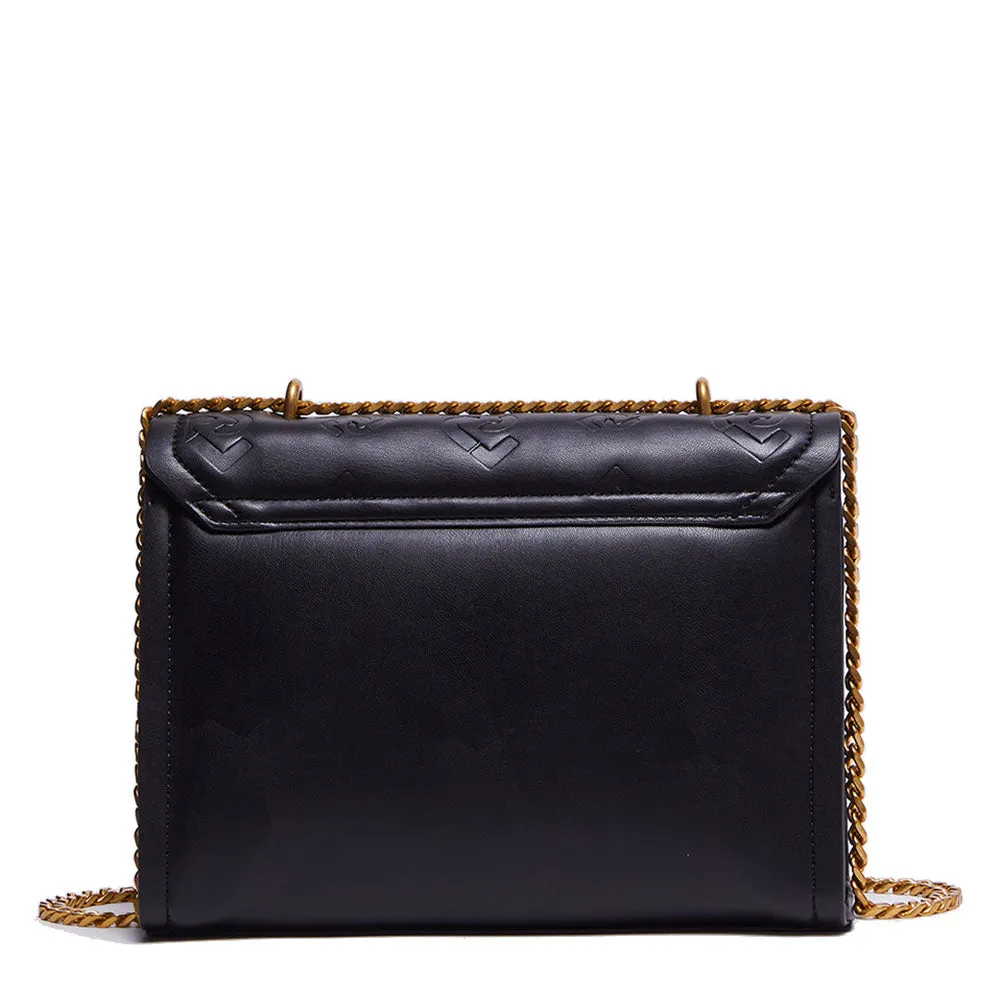 Borsa Donna a Spalla e a Tracolla LIU JO Ecosostenibile con Logo Embossed Nera