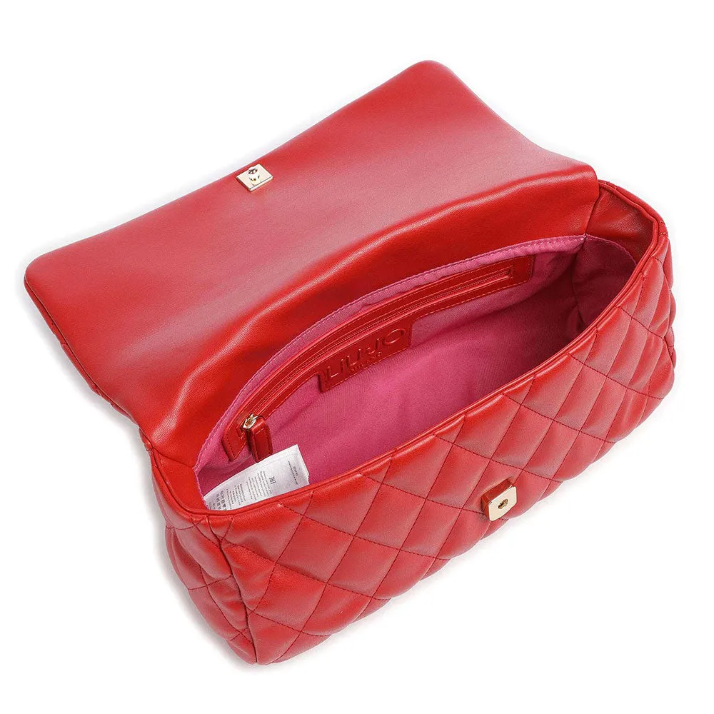 Borsa Donna a Tracolla LIU JO Ecosostenibile Matelassè Rosso Fragola con Charms