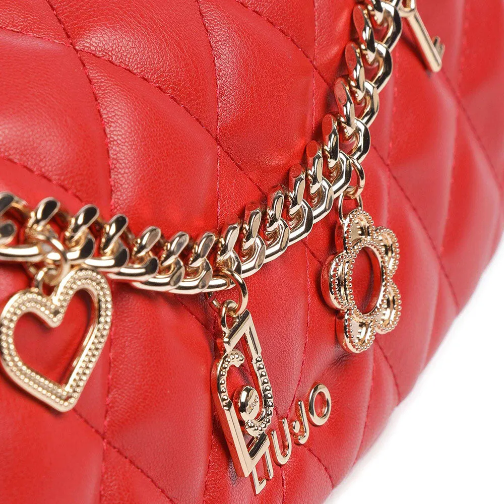 Borsa Donna a Tracolla LIU JO Ecosostenibile Matelassè Rosso Fragola con Charms
