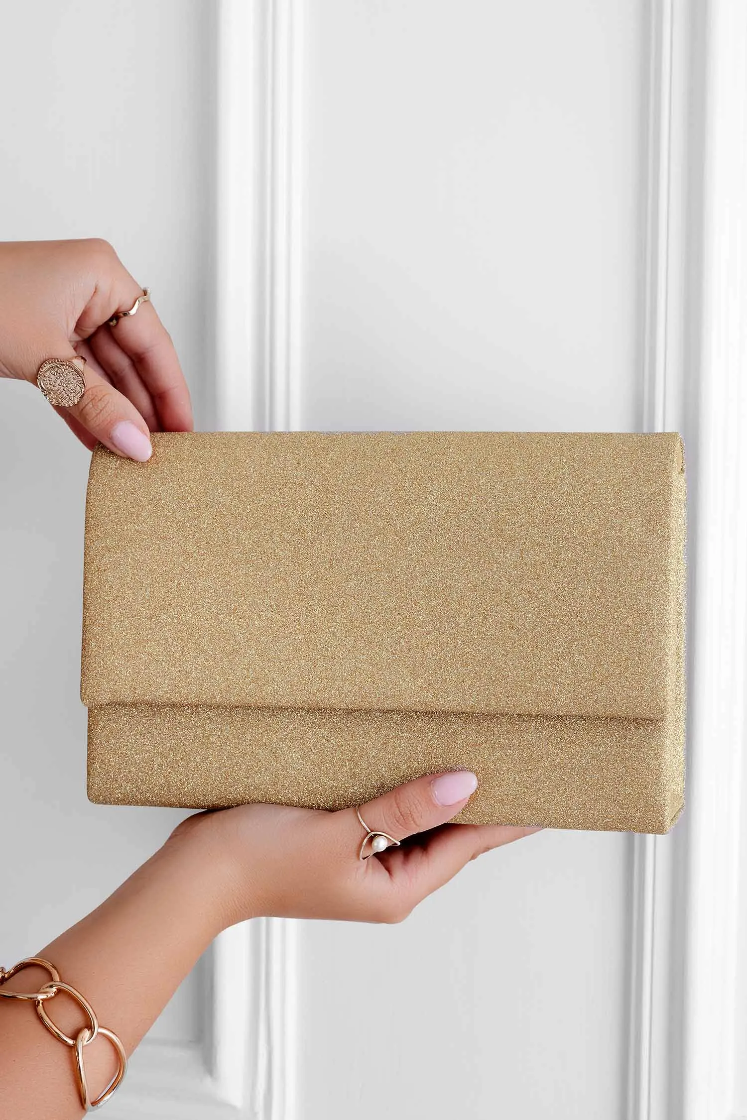 Borsa pochette B218 oro con glitter