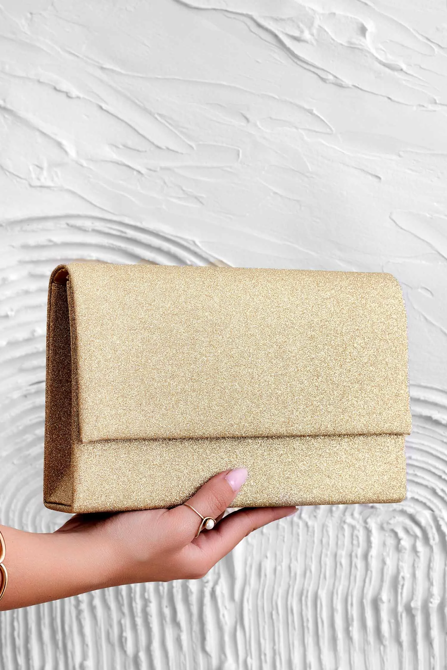Borsa pochette B218 oro con glitter