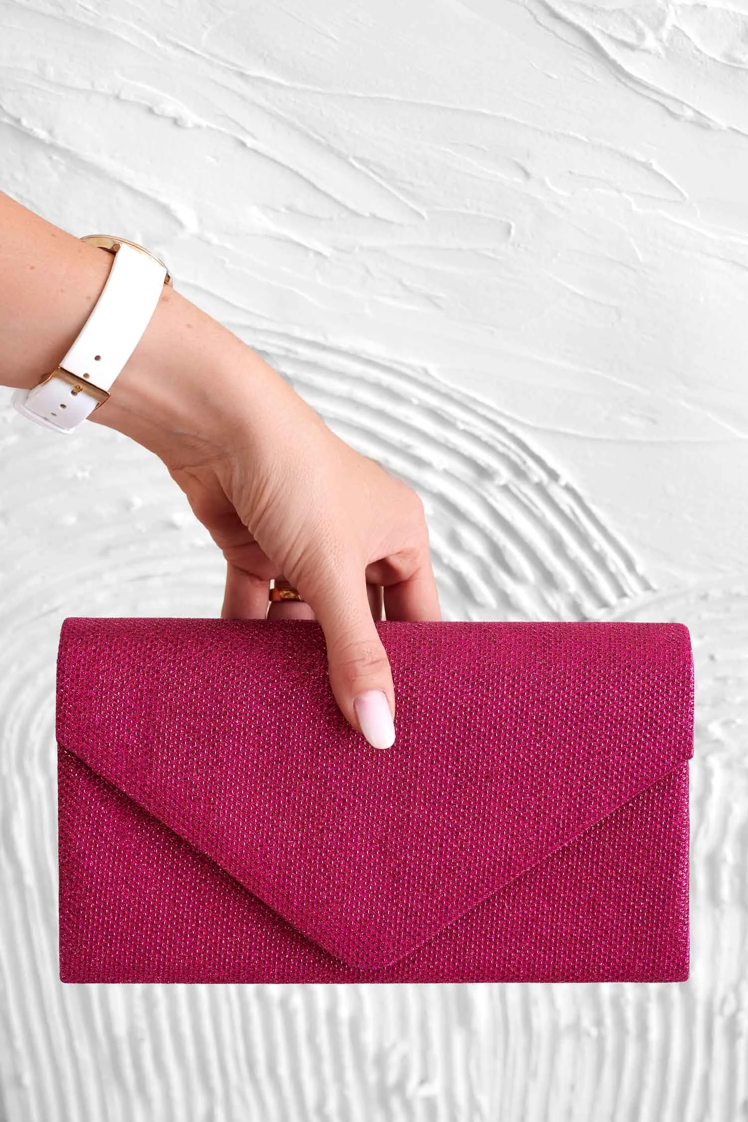 Borsa pochette B221 fuxia glitter