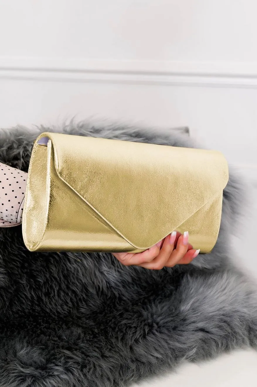 Borsa pochette metallizzata Oro B182