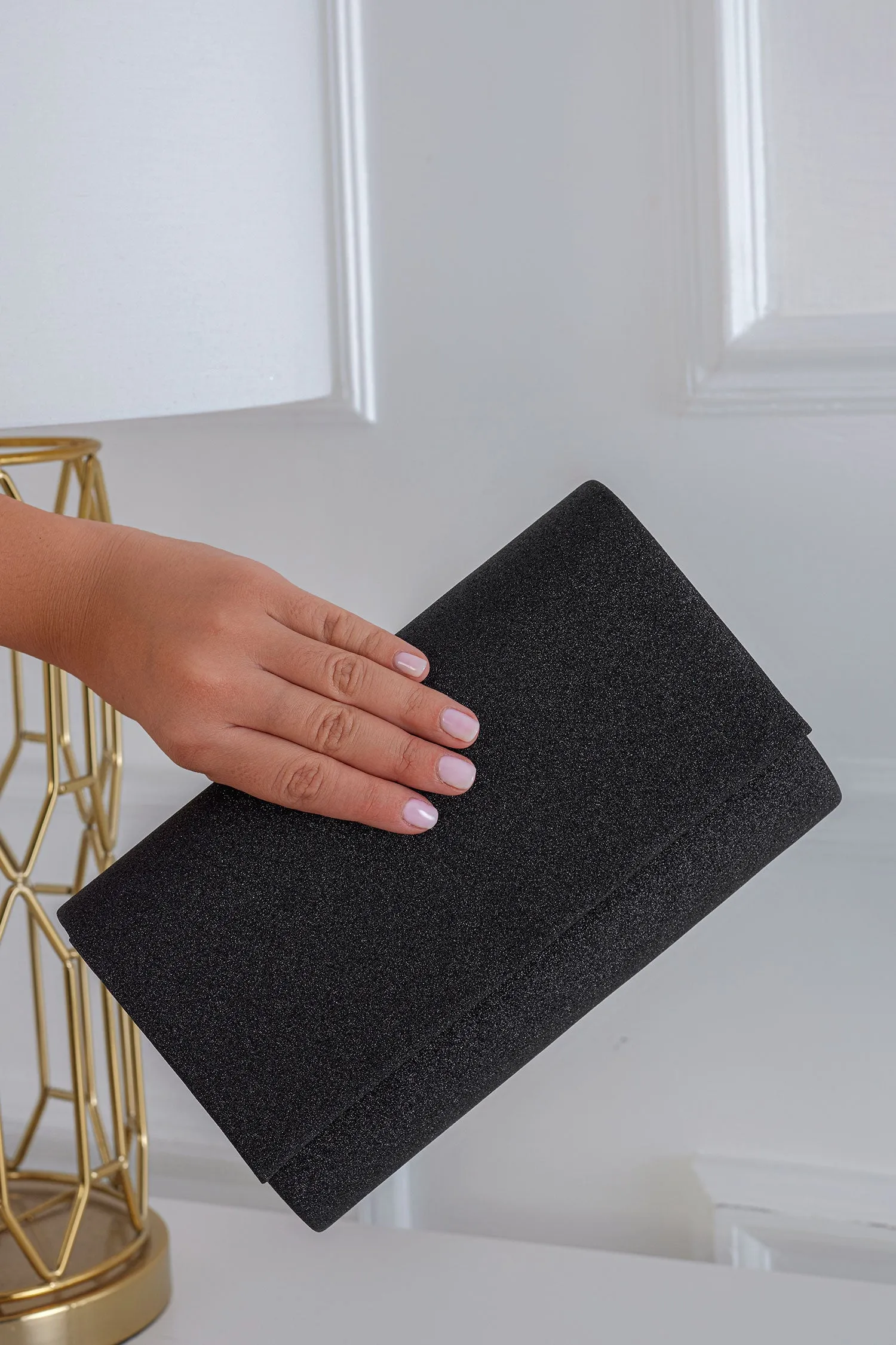 Borsa pochette nera B213 con glietter
