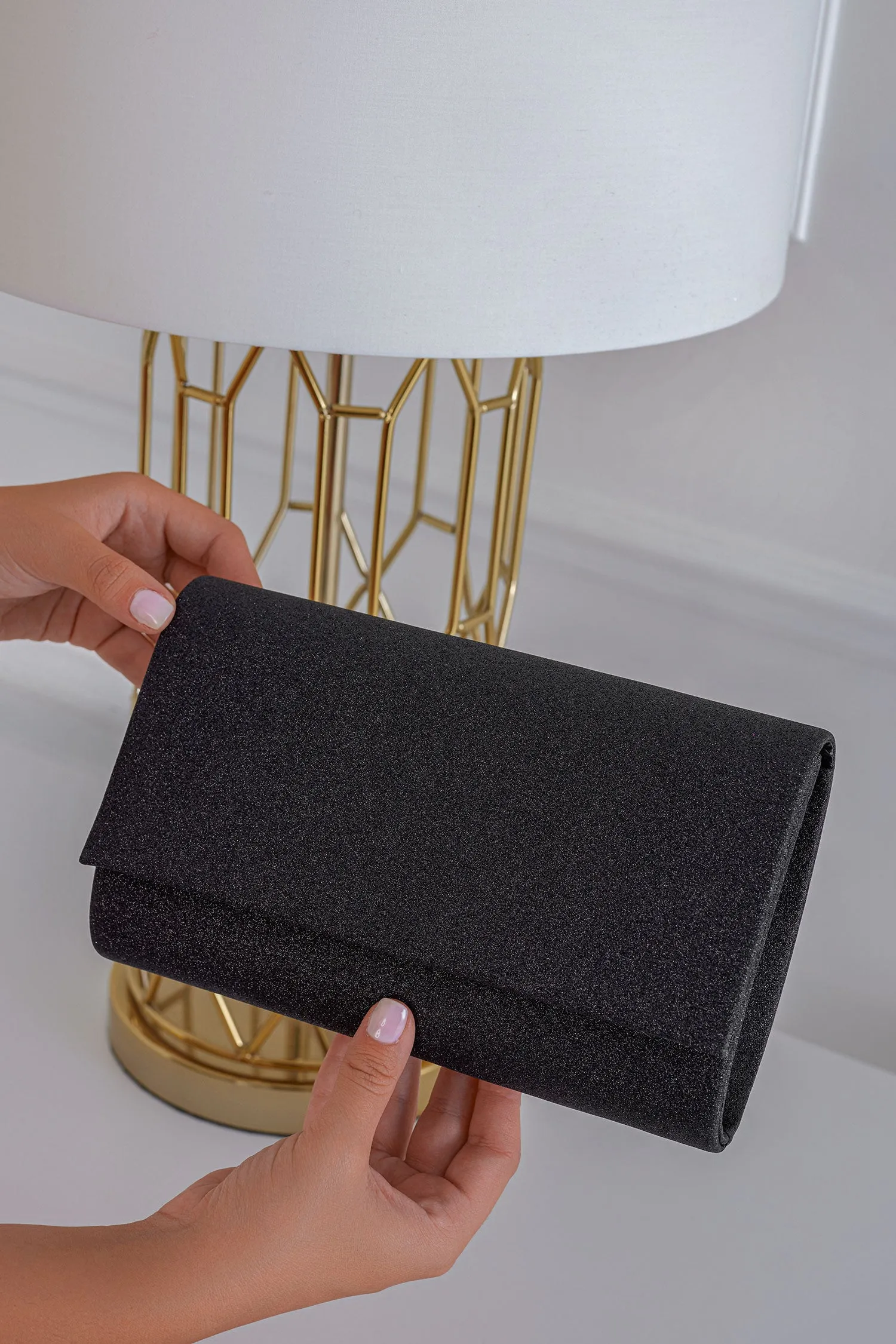 Borsa pochette nera B213 con glietter
