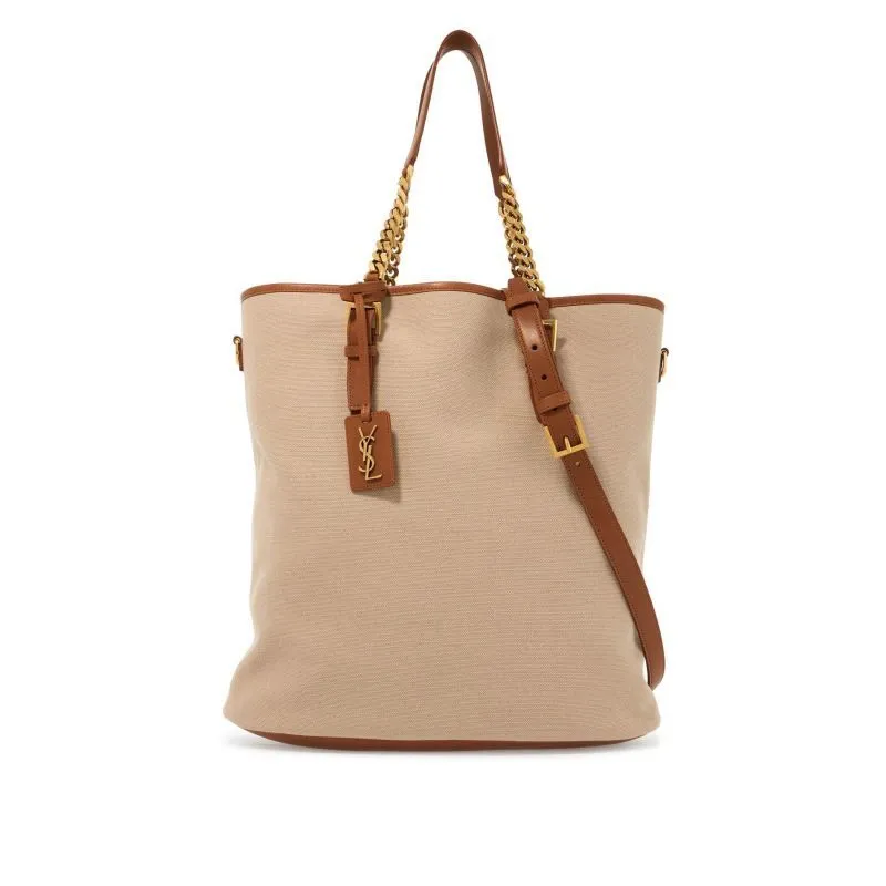 Borsa tote in tela e pelle