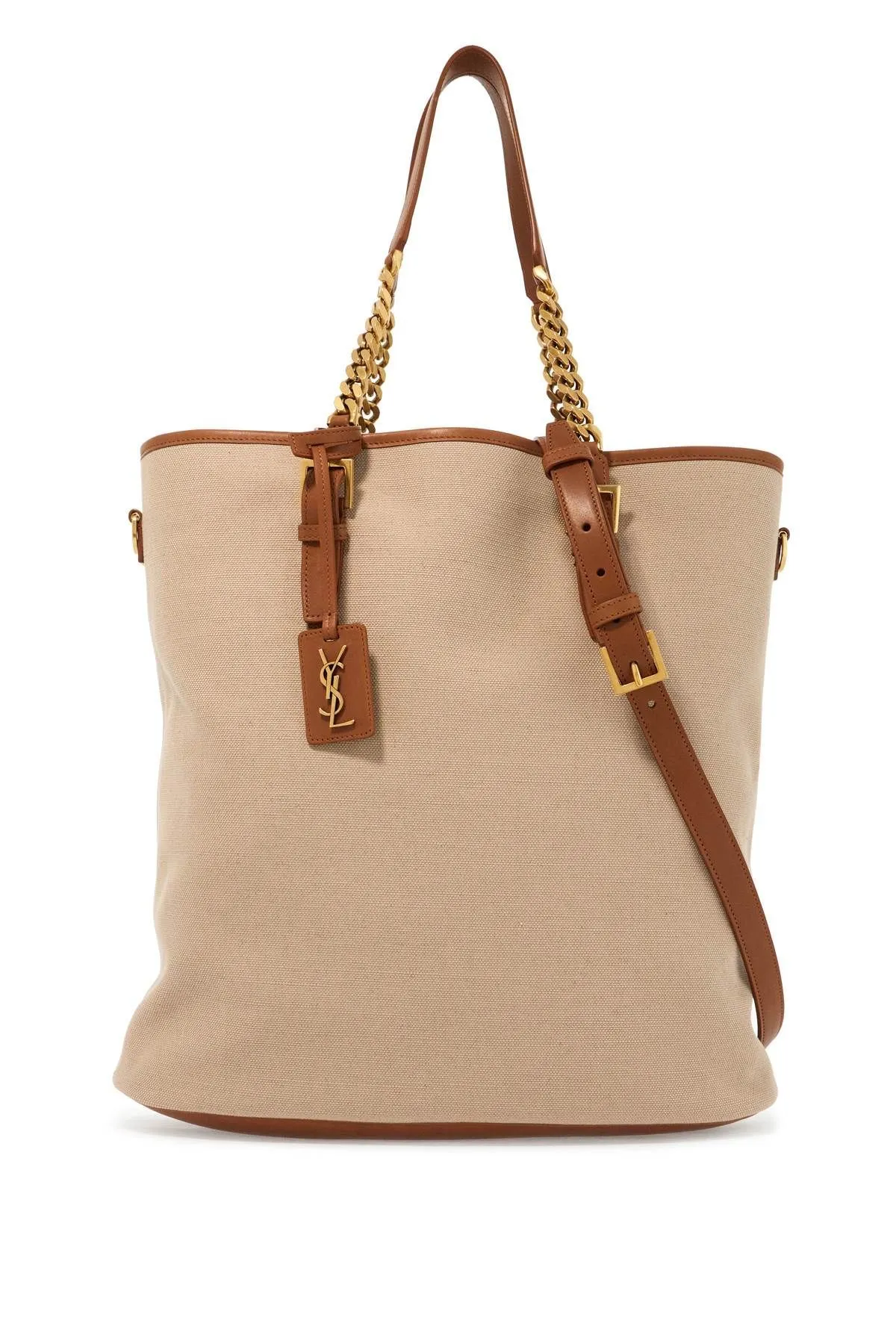 Borsa tote in tela e pelle