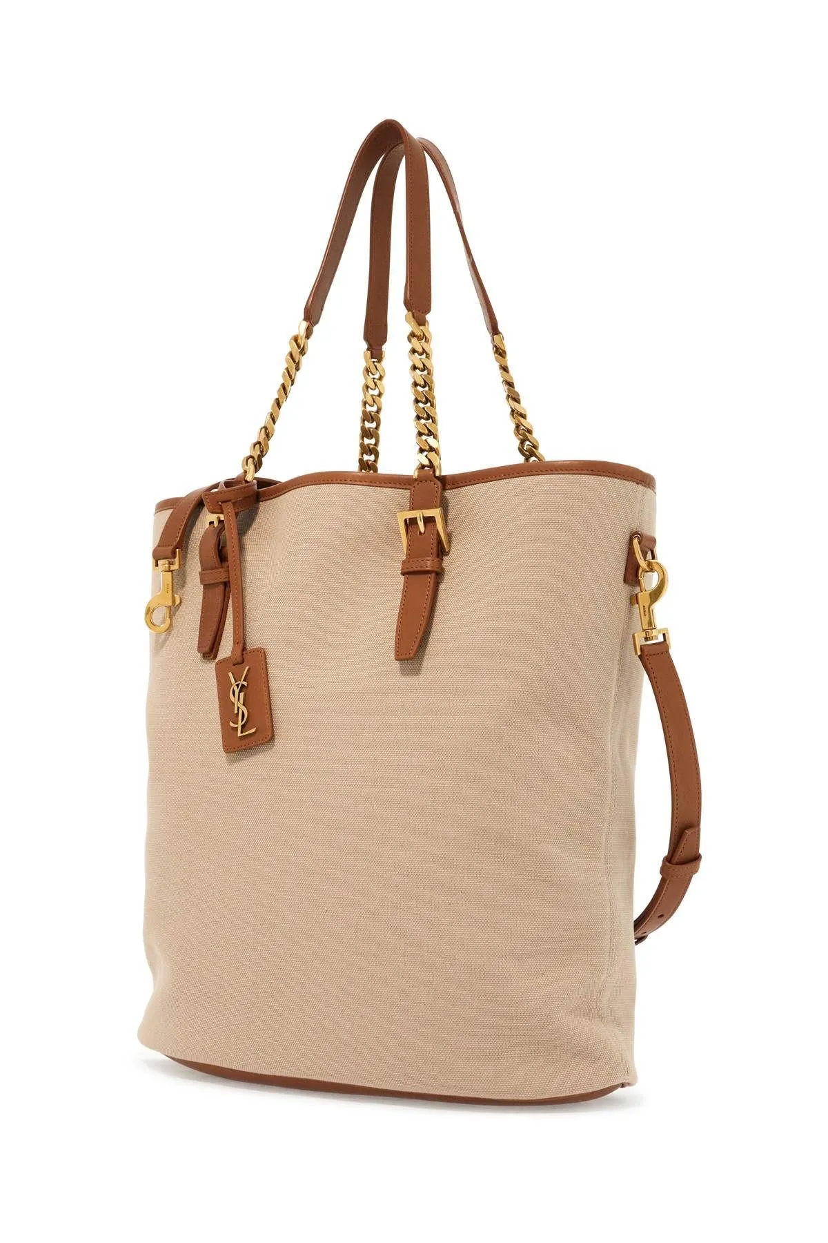 Borsa tote in tela e pelle