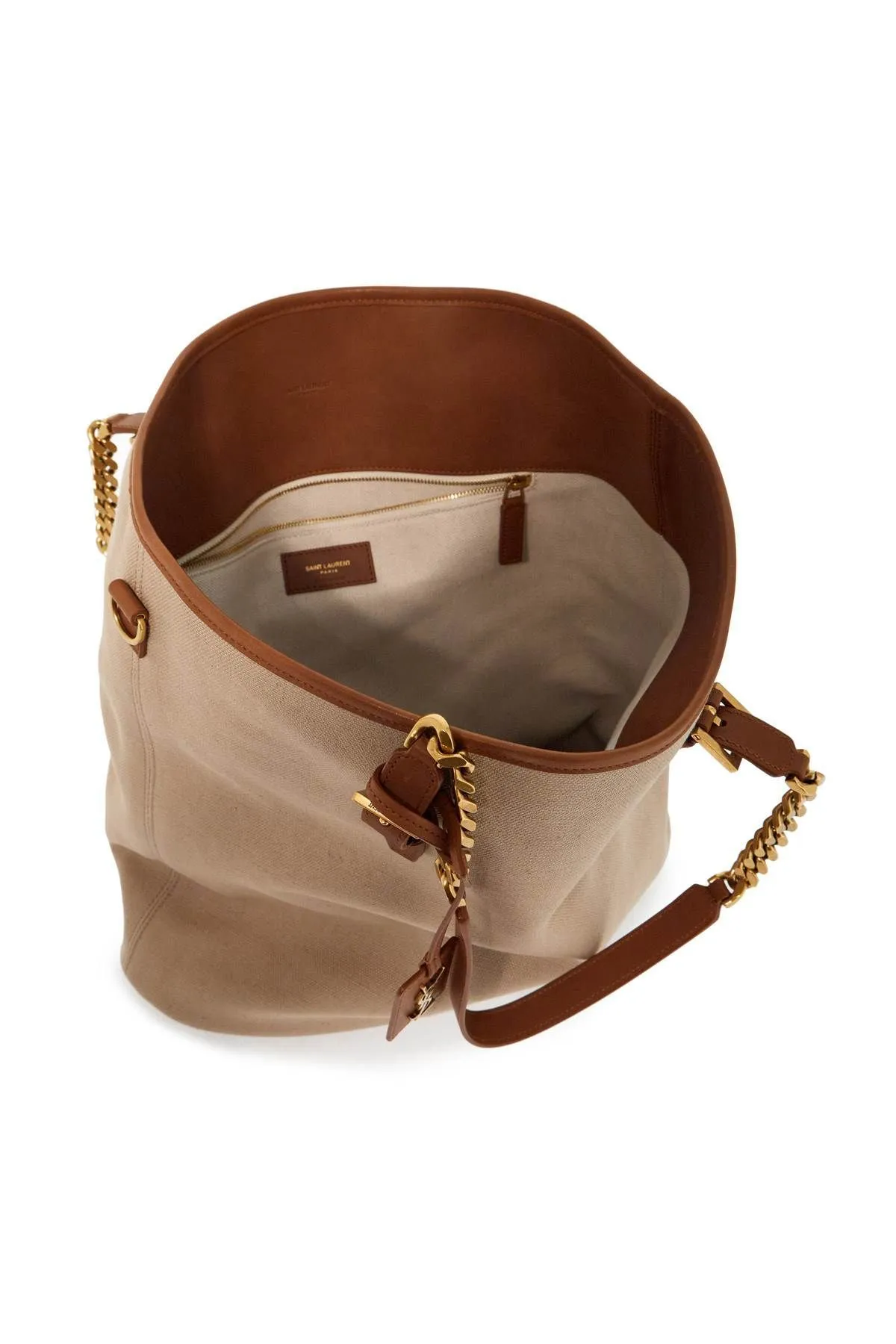 Borsa tote in tela e pelle