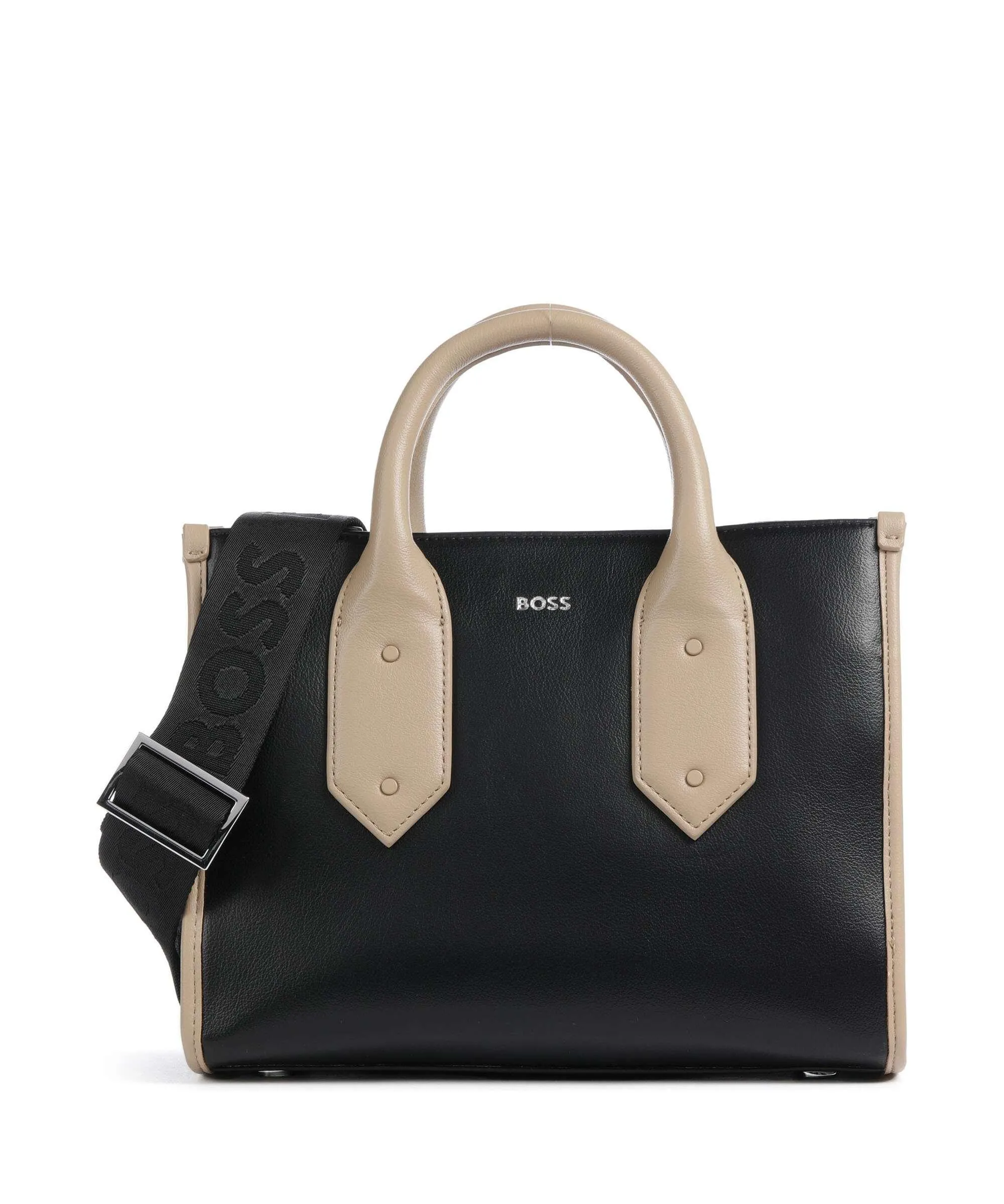  BOSS Sandy Borsa a mano pelle sintetica nero/beige  