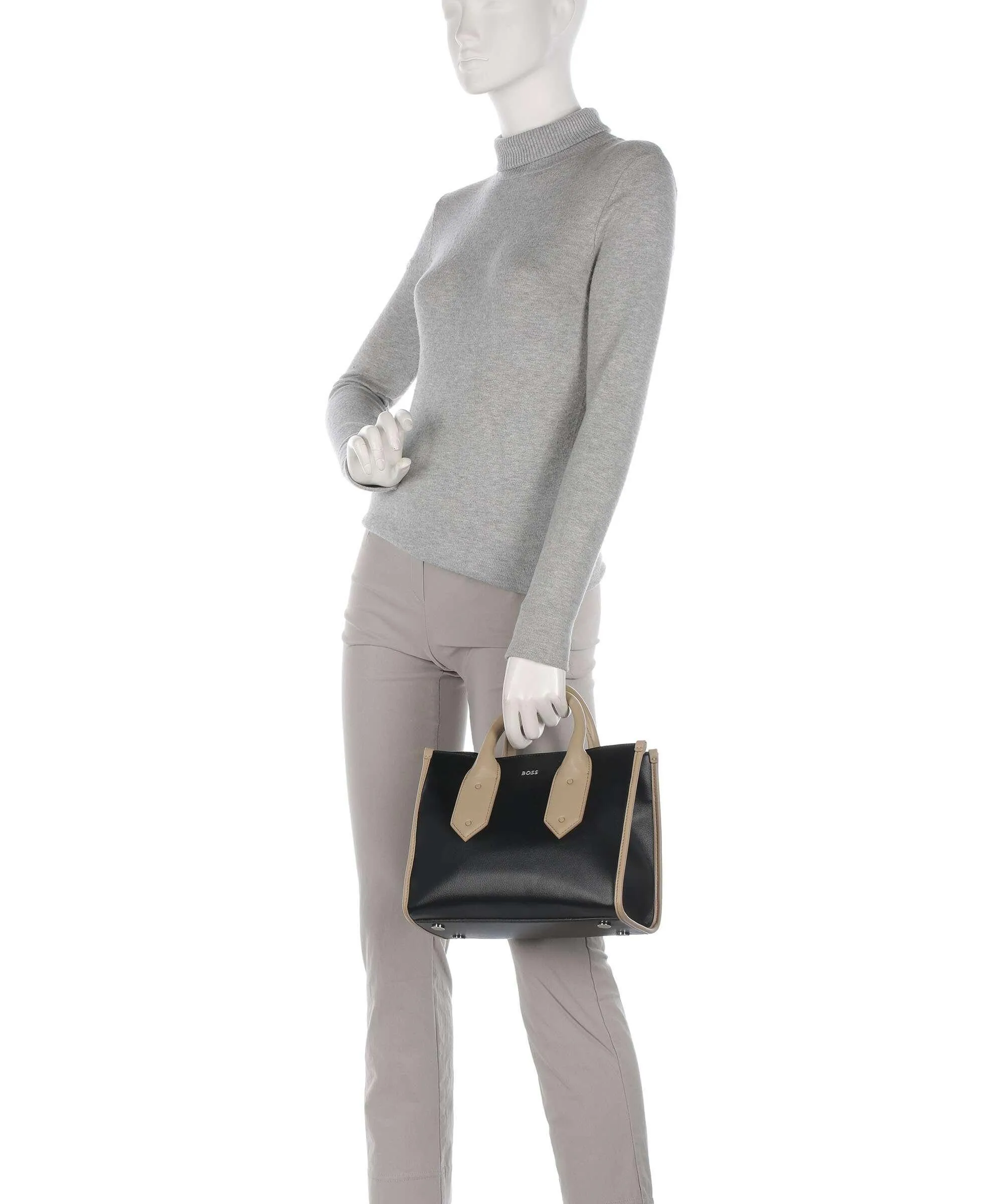  BOSS Sandy Borsa a mano pelle sintetica nero/beige  