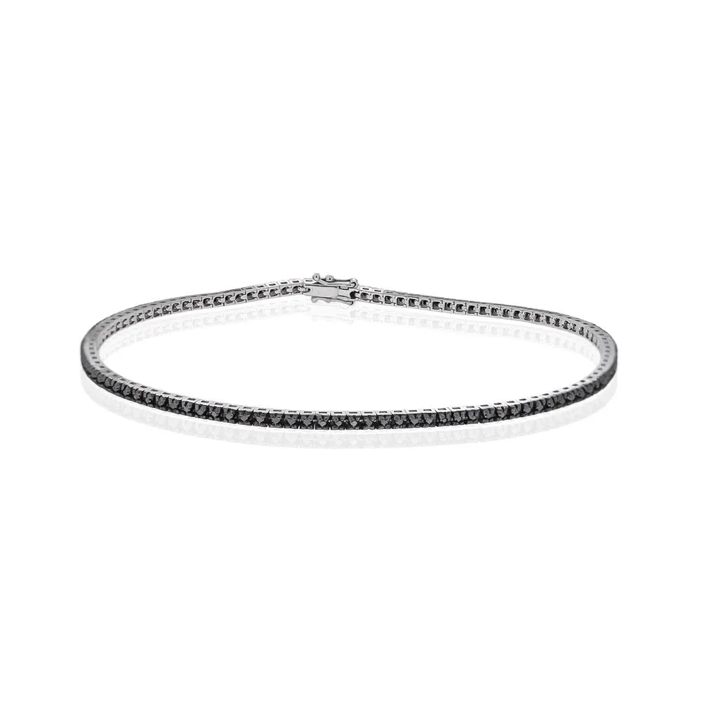 Bracciale tennis oro bianco diamanti neri 0,74ct