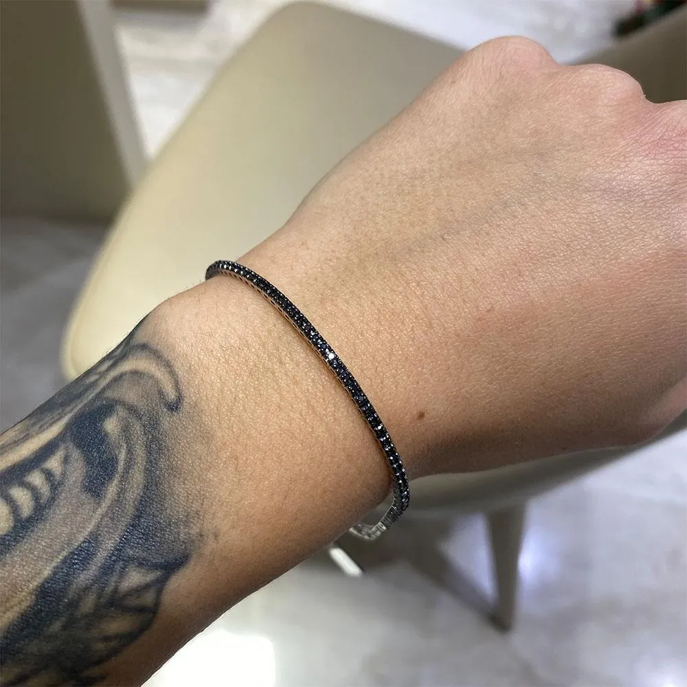 Bracciale tennis oro bianco diamanti neri 0,74ct