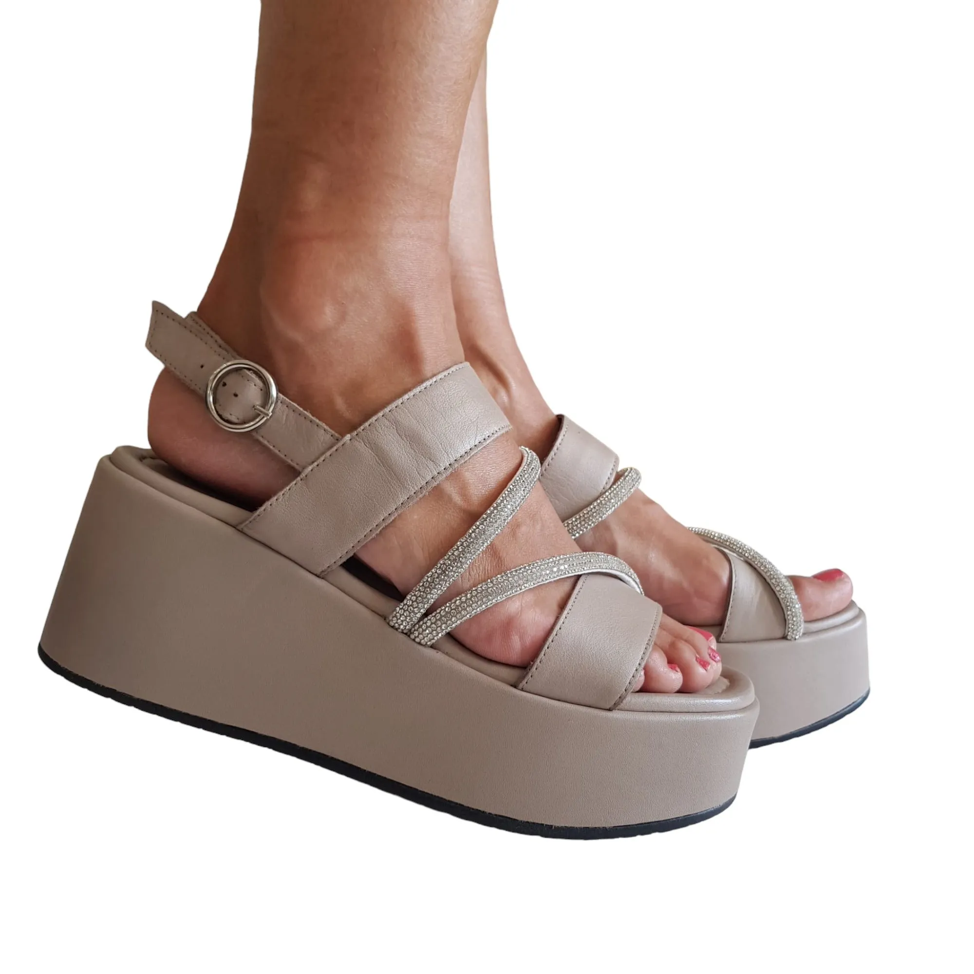 Cafenoir Sandalo Donna Taupe Strass Argento rif.750
