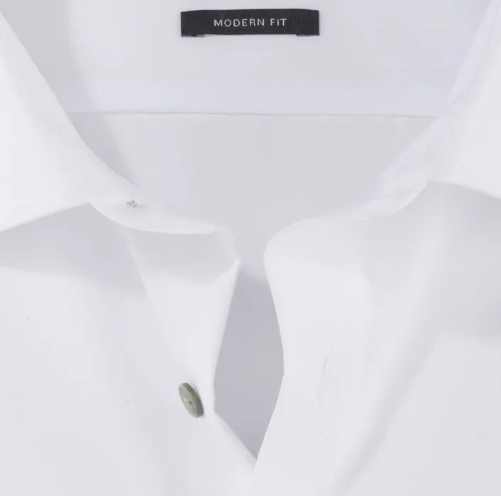 Camicia bianca olymp modern fit con bottoni verde