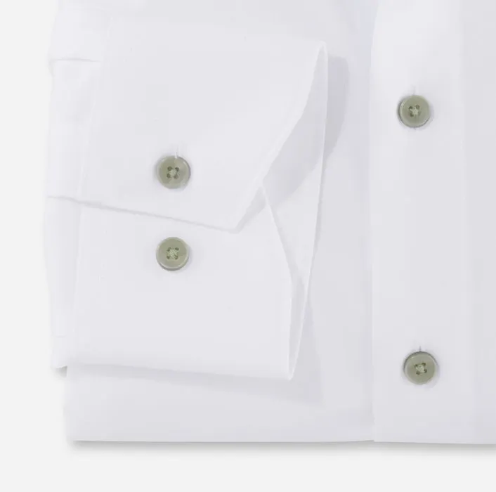 Camicia bianca olymp modern fit con bottoni verde