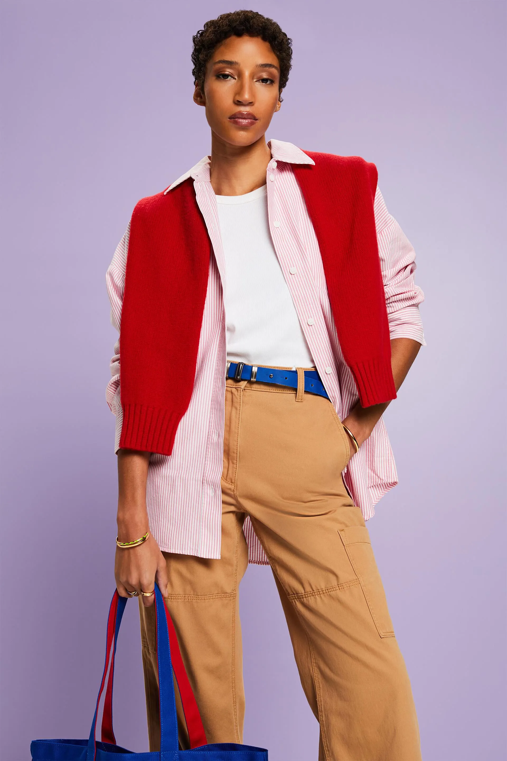 Camicia di cotone a righe oversize