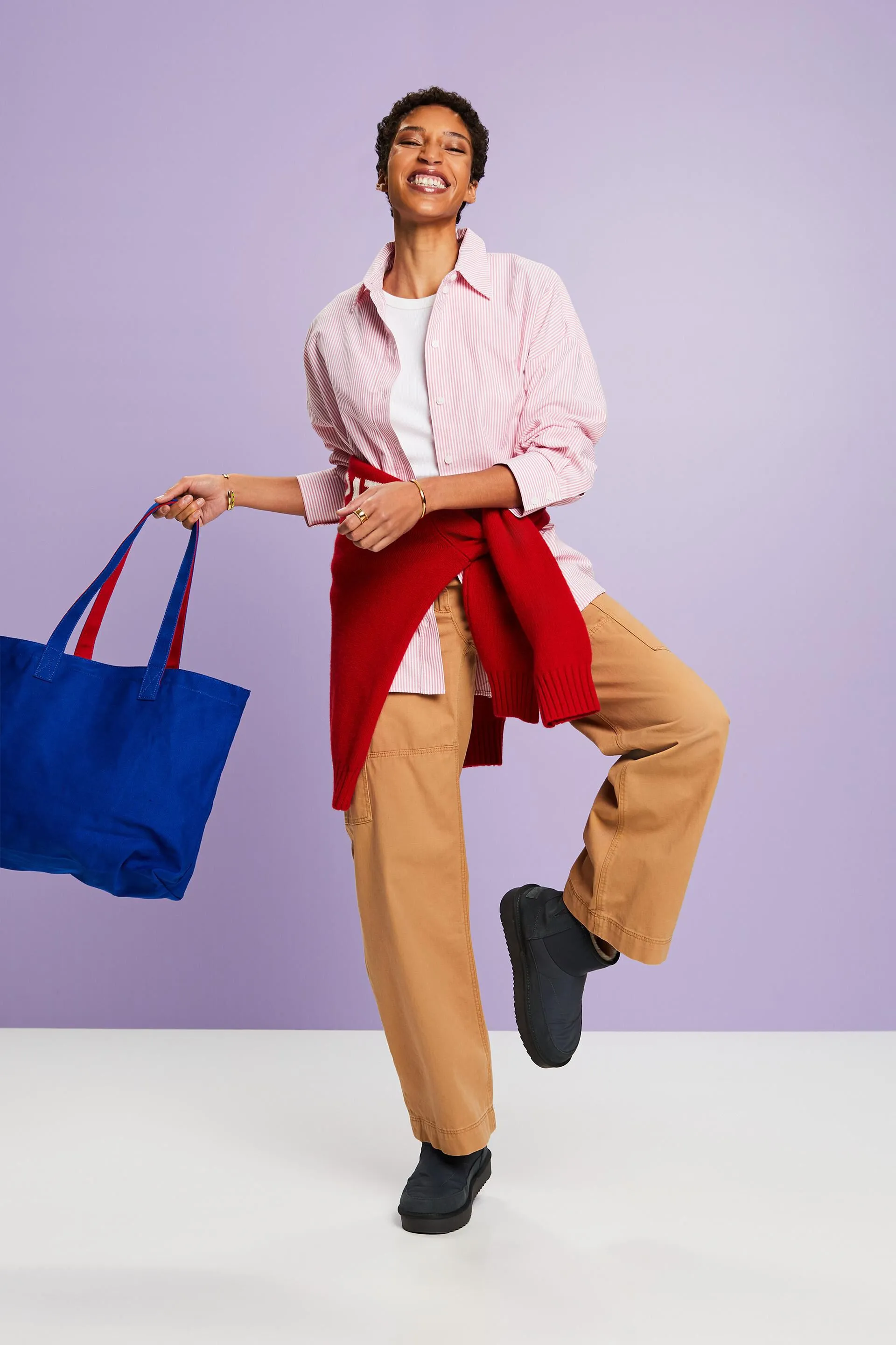 Camicia di cotone a righe oversize