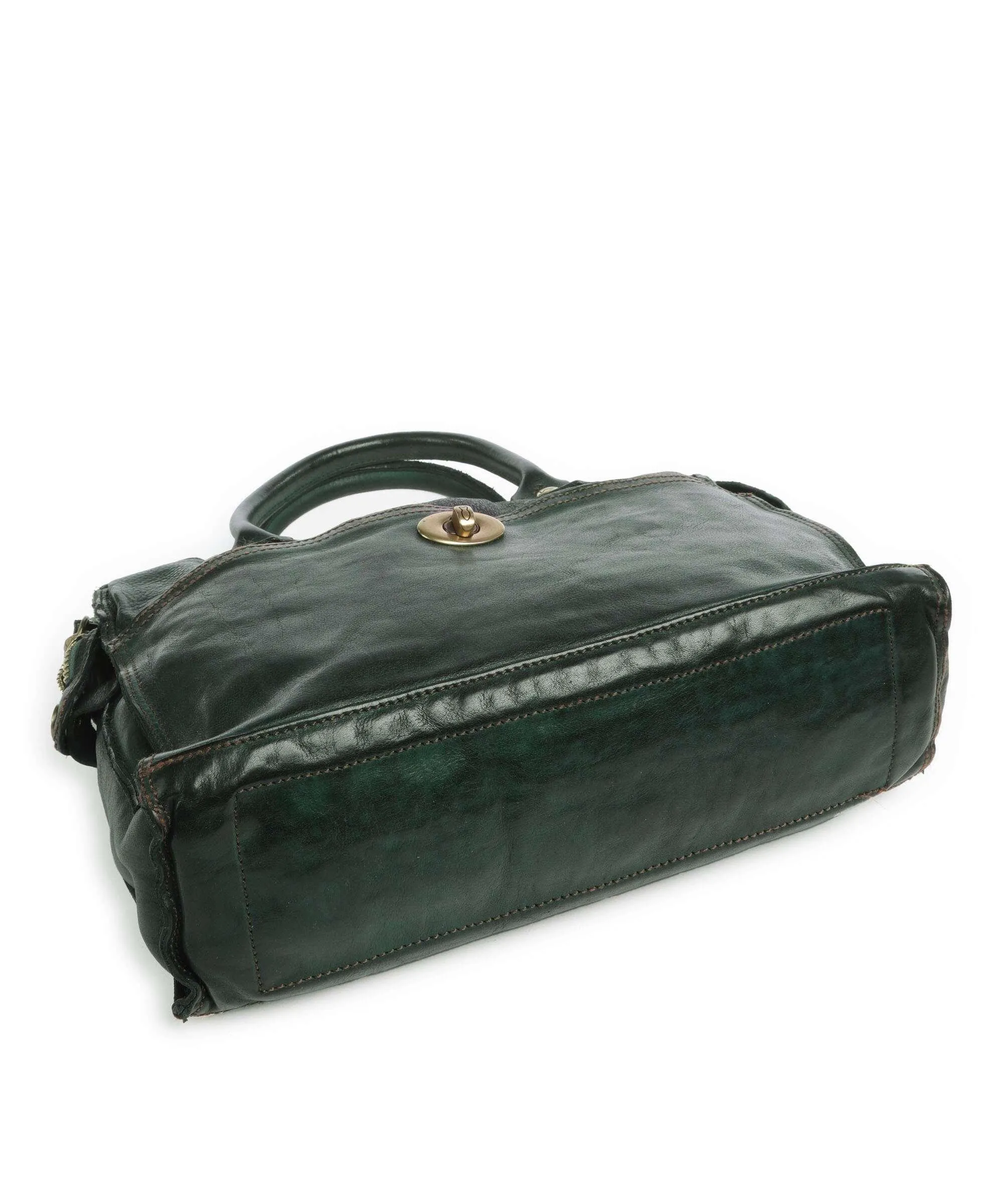  Campomaggi Borsa a mano pelle di vacchetta finemente grana verde scuro  