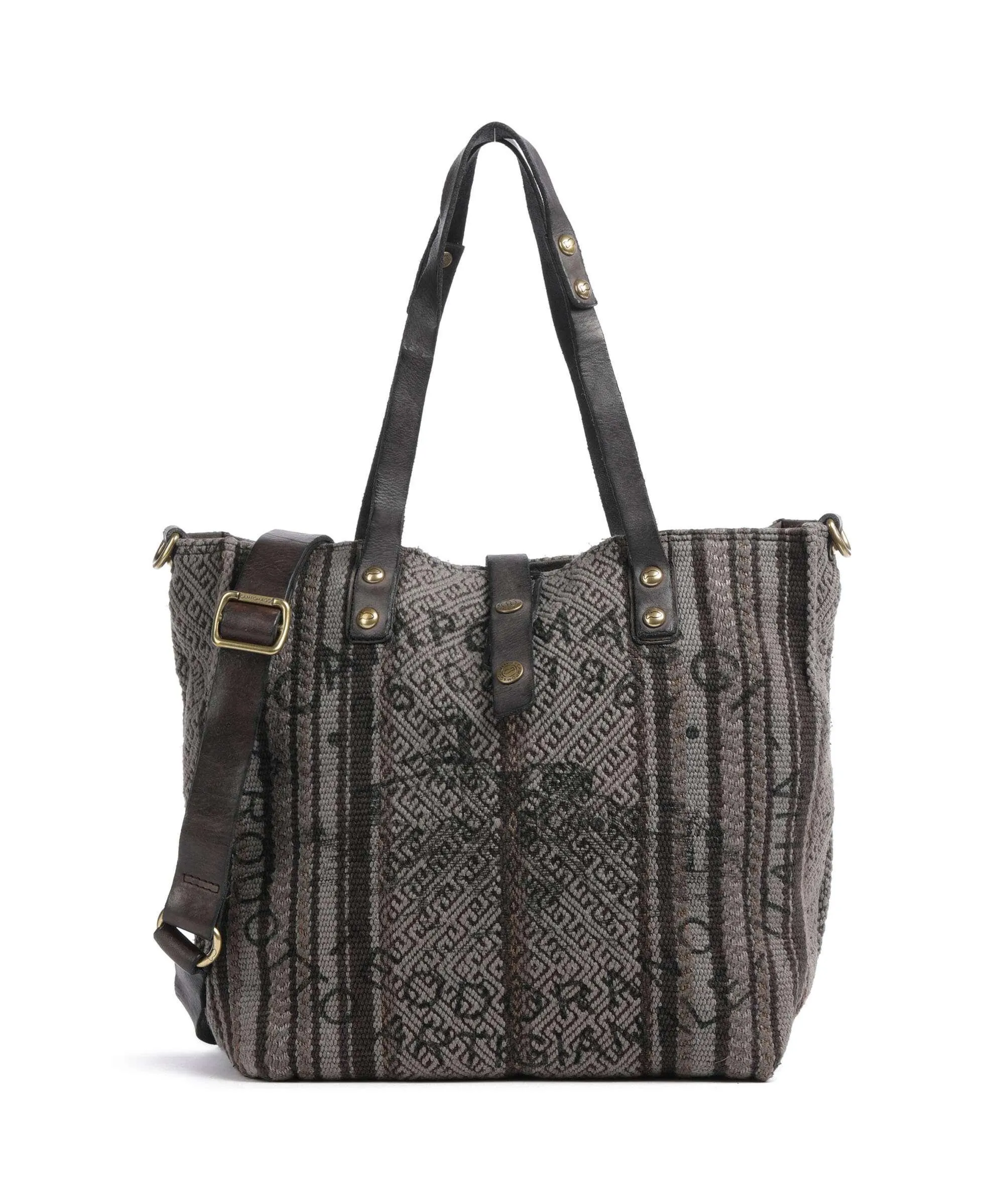  Campomaggi Borsa shopper cotone grigio scuro  