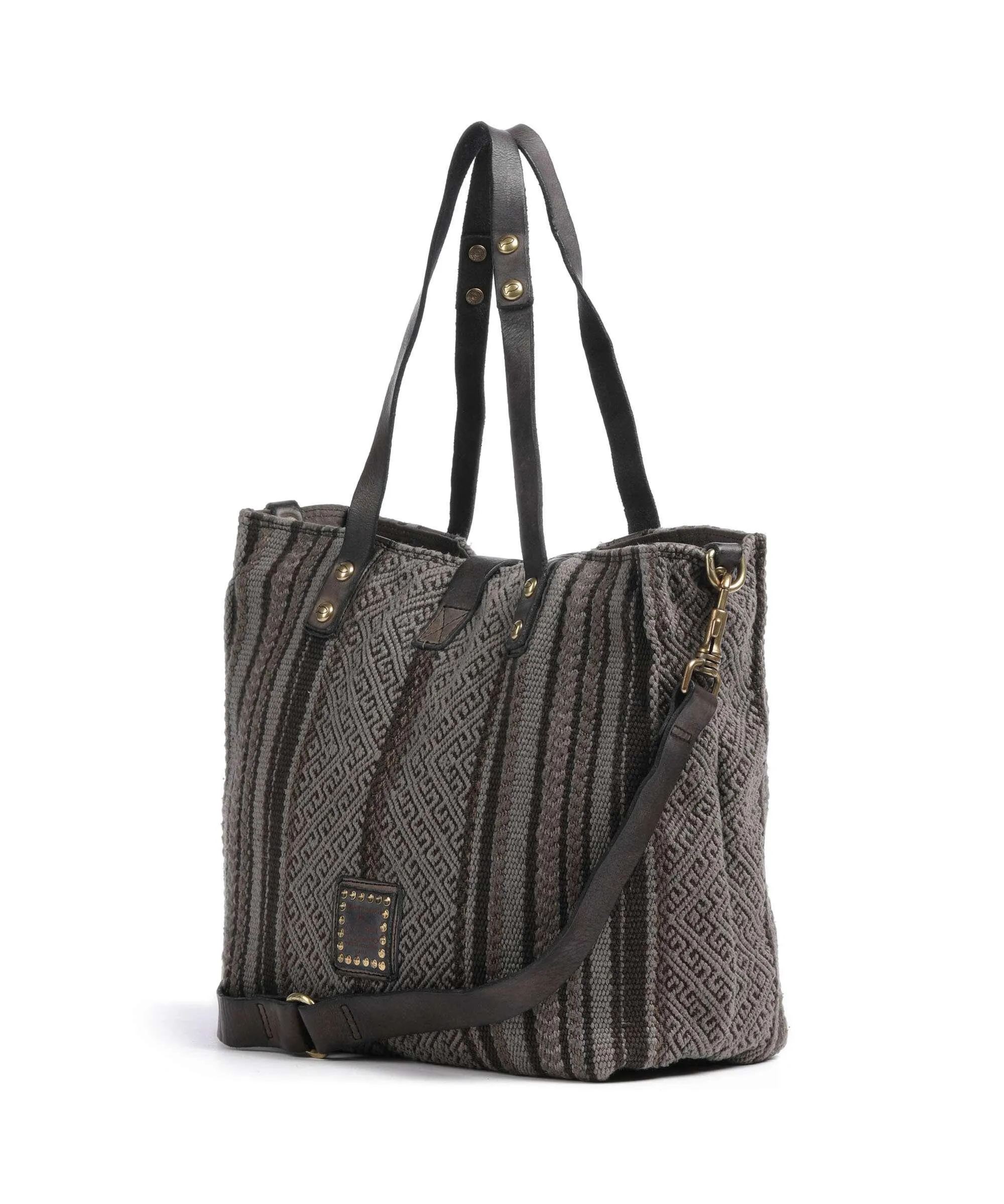  Campomaggi Borsa shopper cotone grigio scuro  