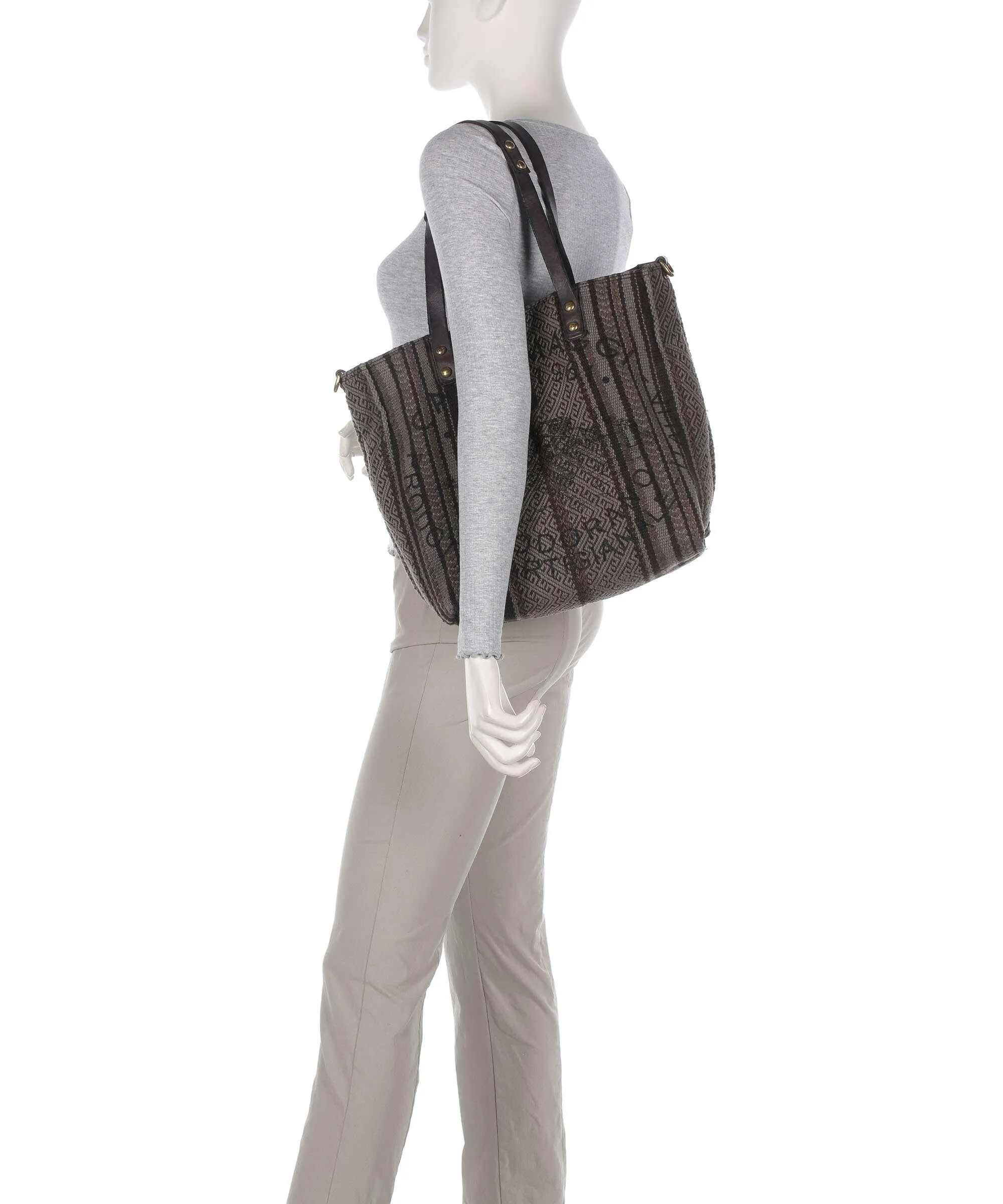  Campomaggi Borsa shopper cotone grigio scuro  