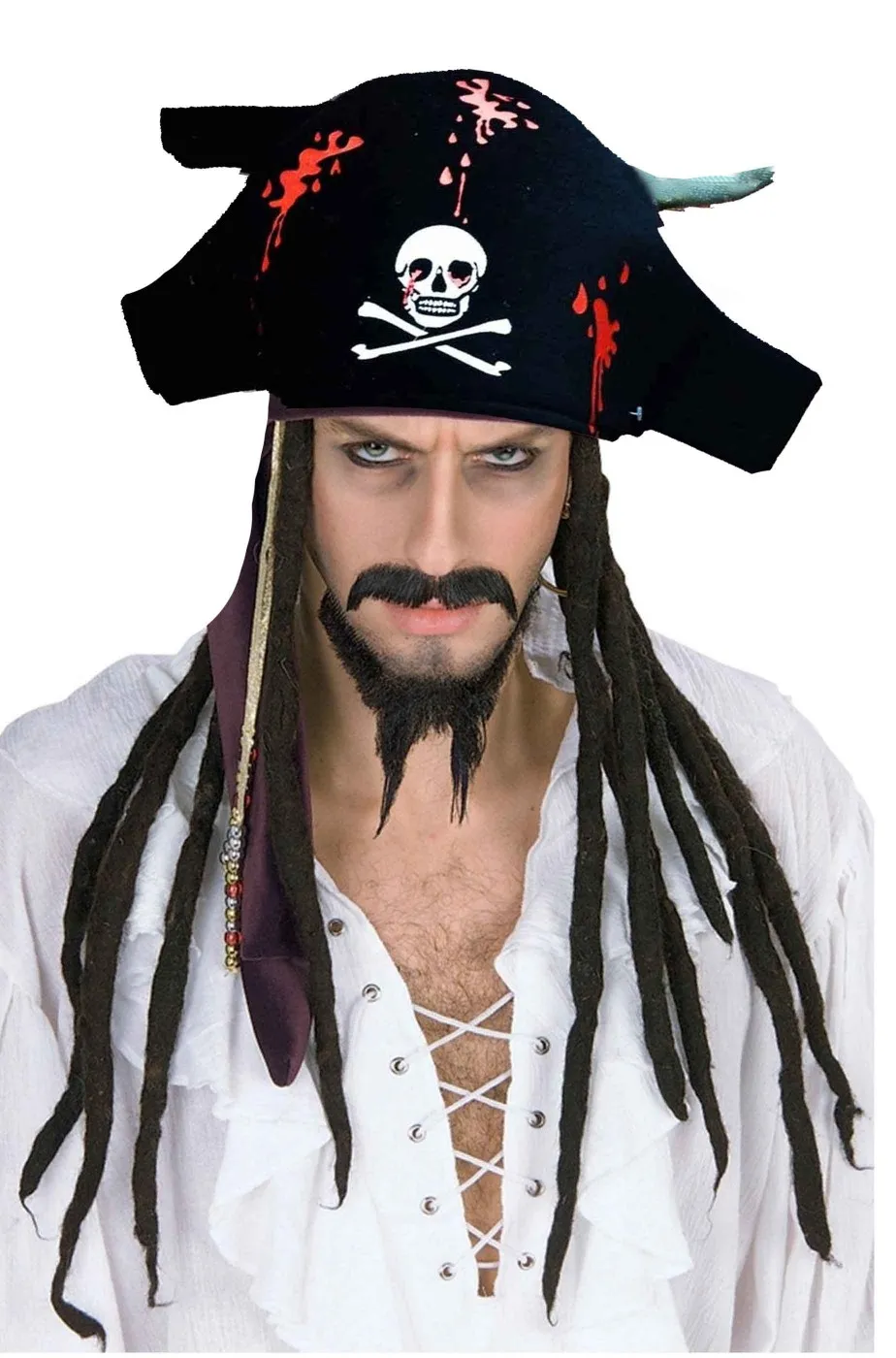 Cappello da pirata nero con teschio a feluca halloween horror