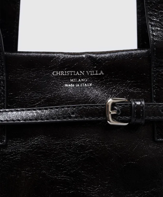 Christian Villa Borsa tote in pelle nera lucida 6145