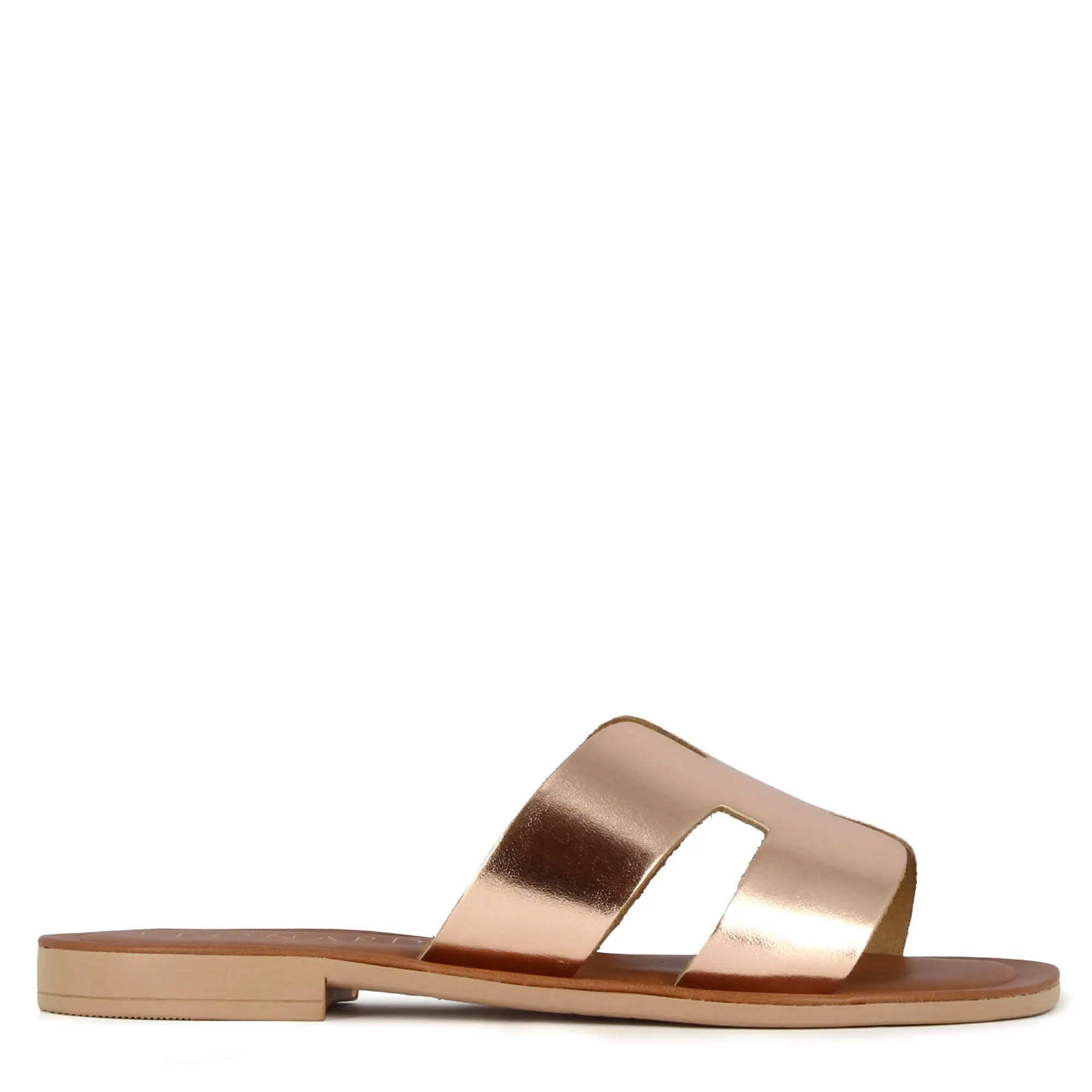 Ciabattine da donna in pelle metallizzata colore rosa