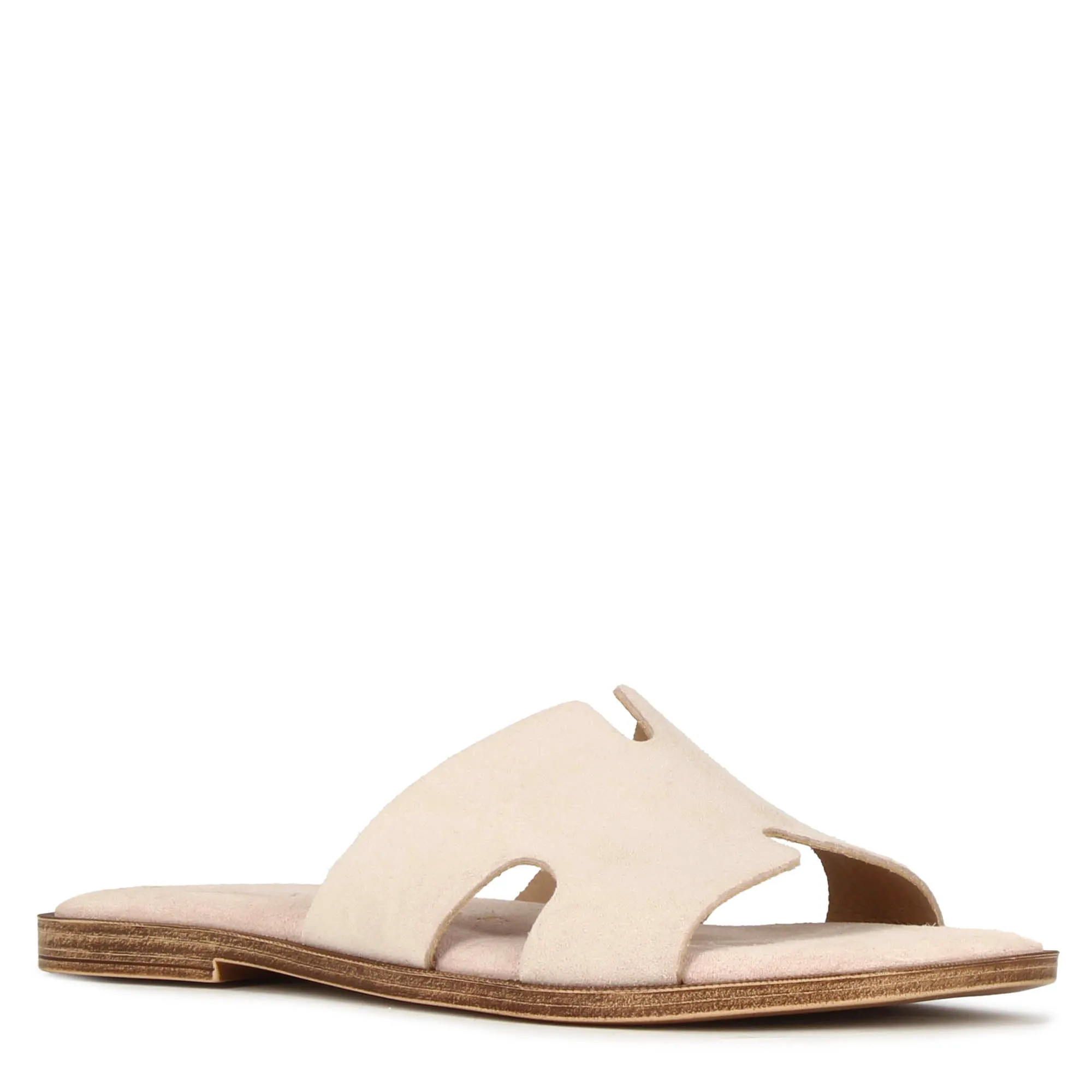 Ciabattine da donna in pelle scamosciata colore beige