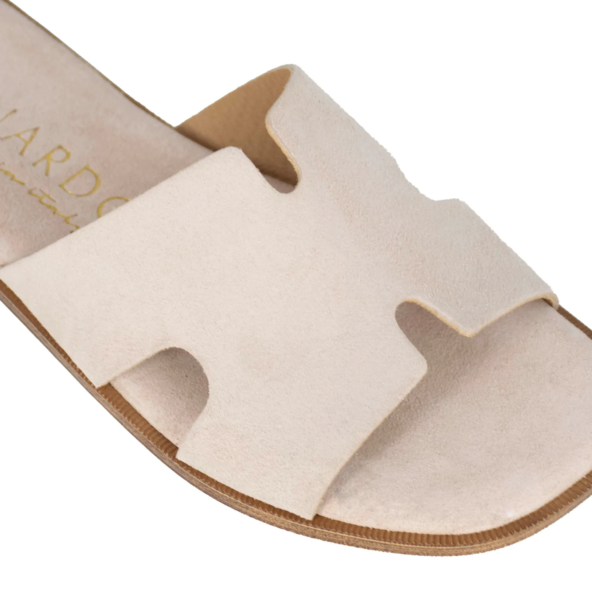 Ciabattine da donna in pelle scamosciata colore beige