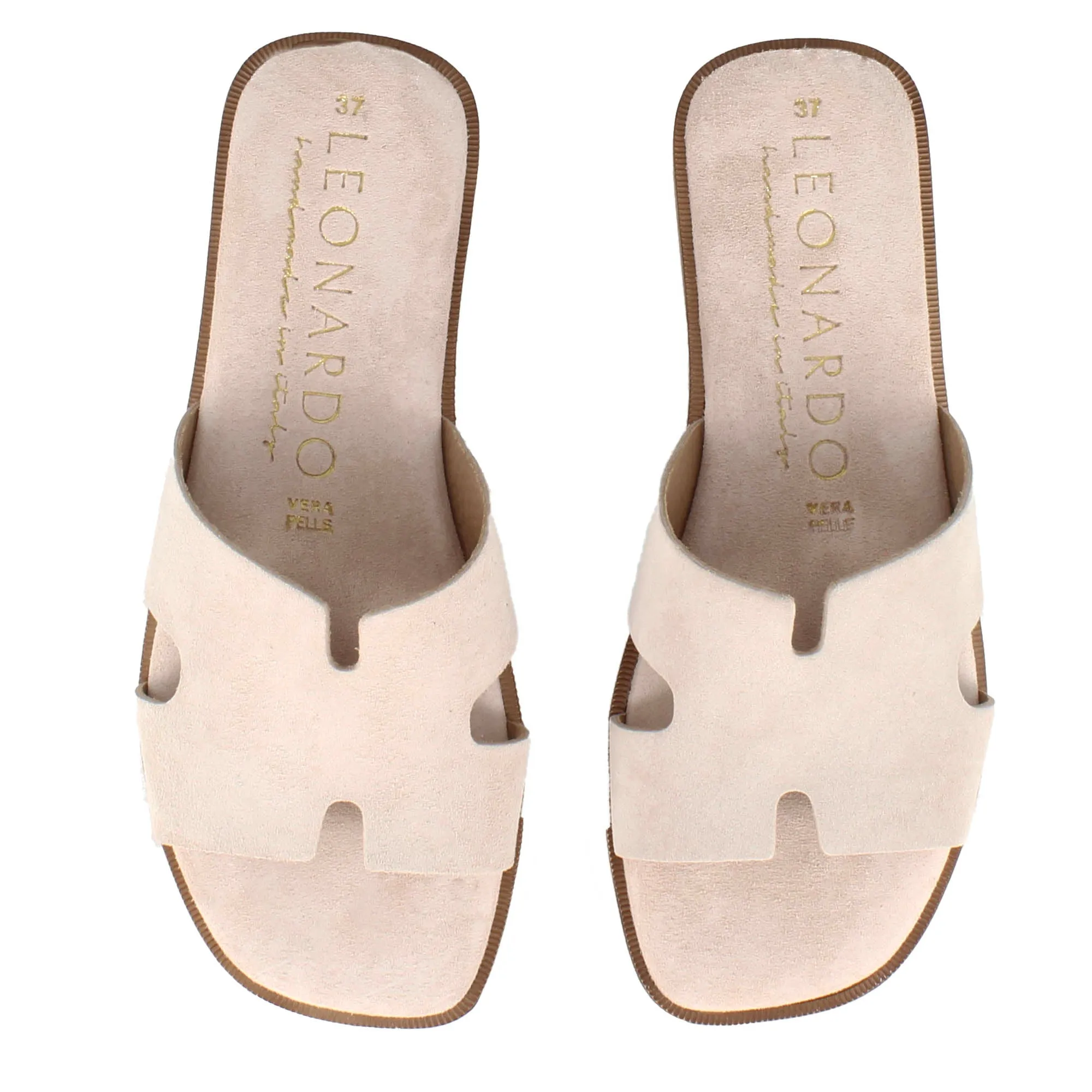 Ciabattine da donna in pelle scamosciata colore beige
