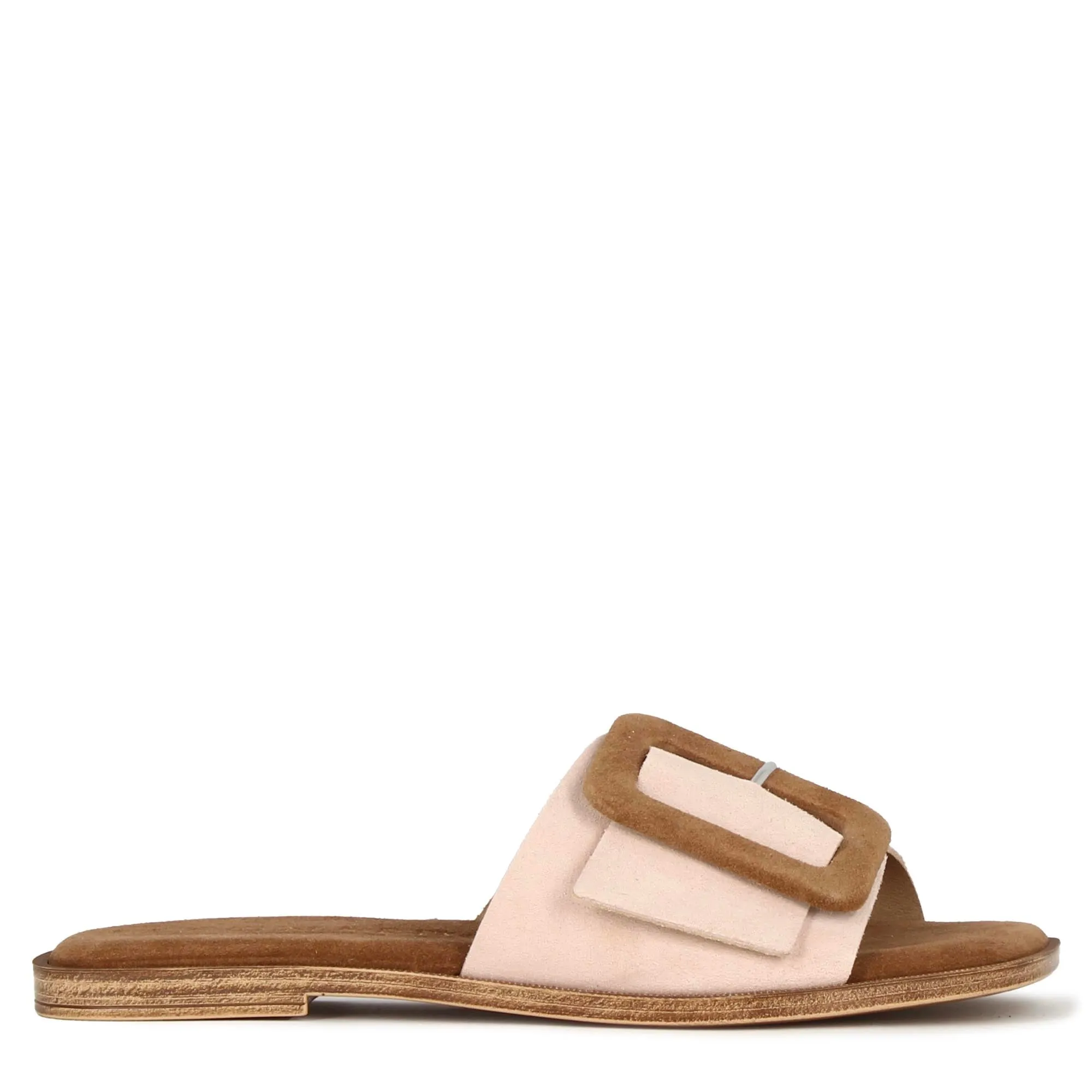 Ciabattine da donna scamosciate colore beige e marrone