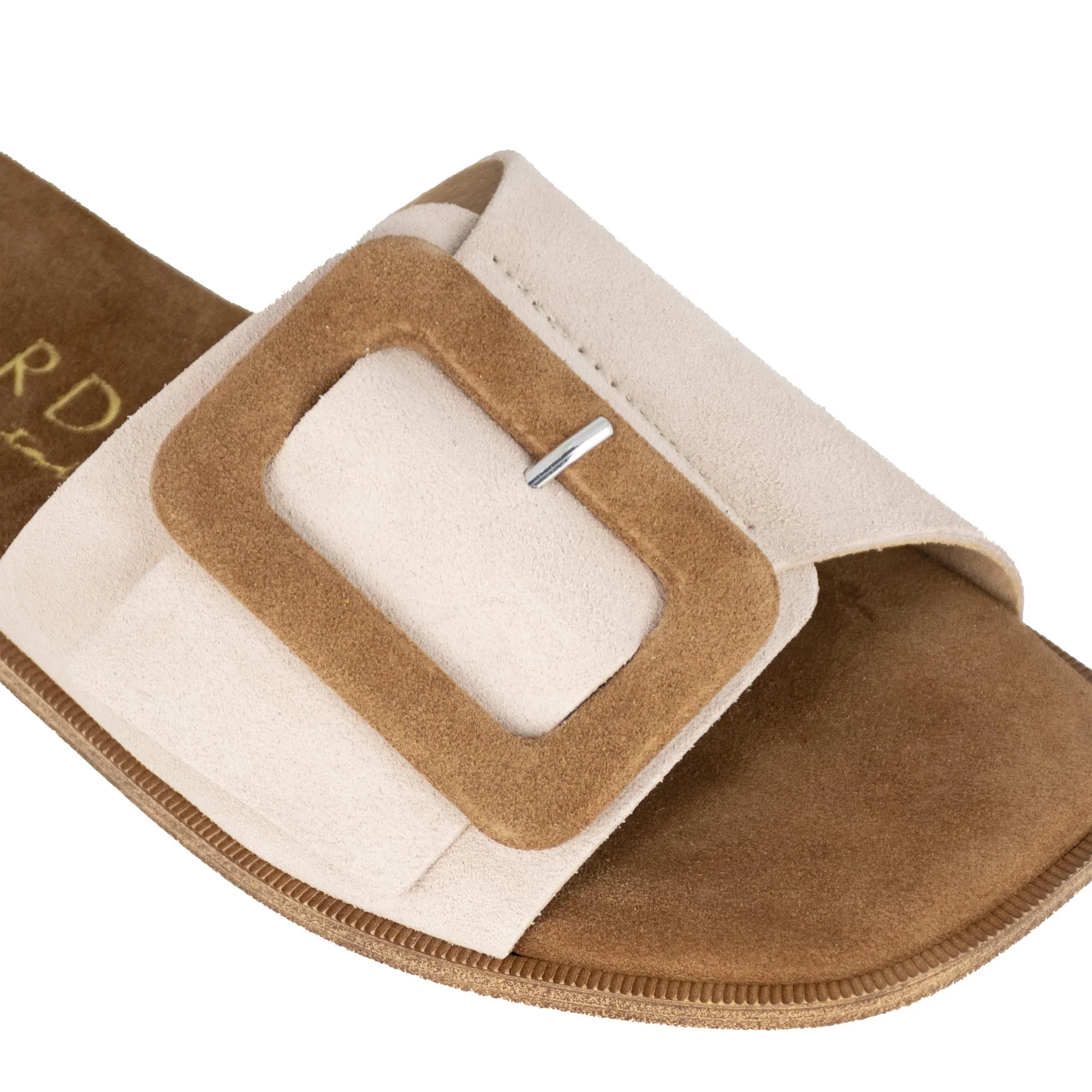 Ciabattine da donna scamosciate colore beige e marrone