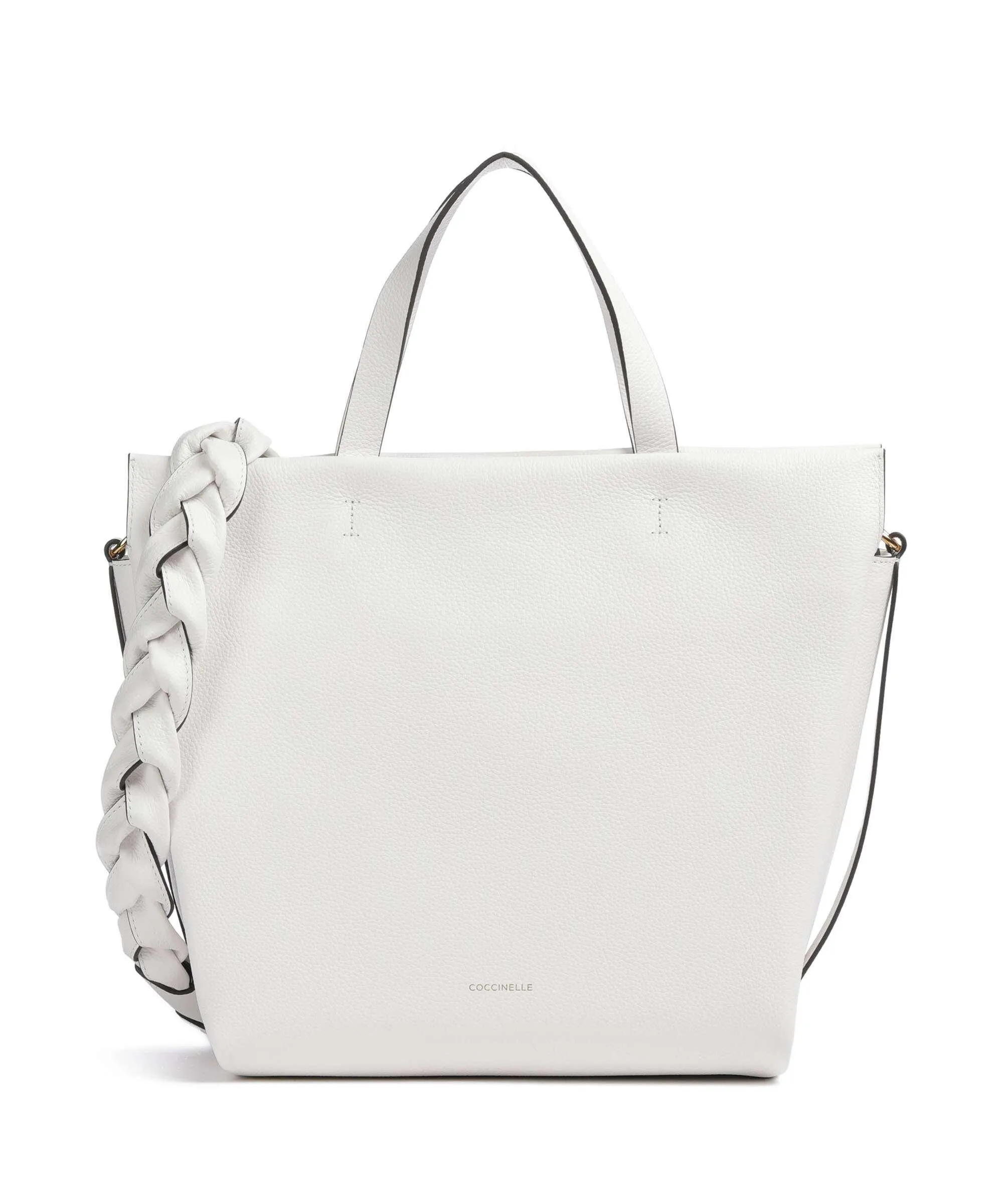  Coccinelle Boheme Grana Double Borsa a mano pelle granulata bianco  