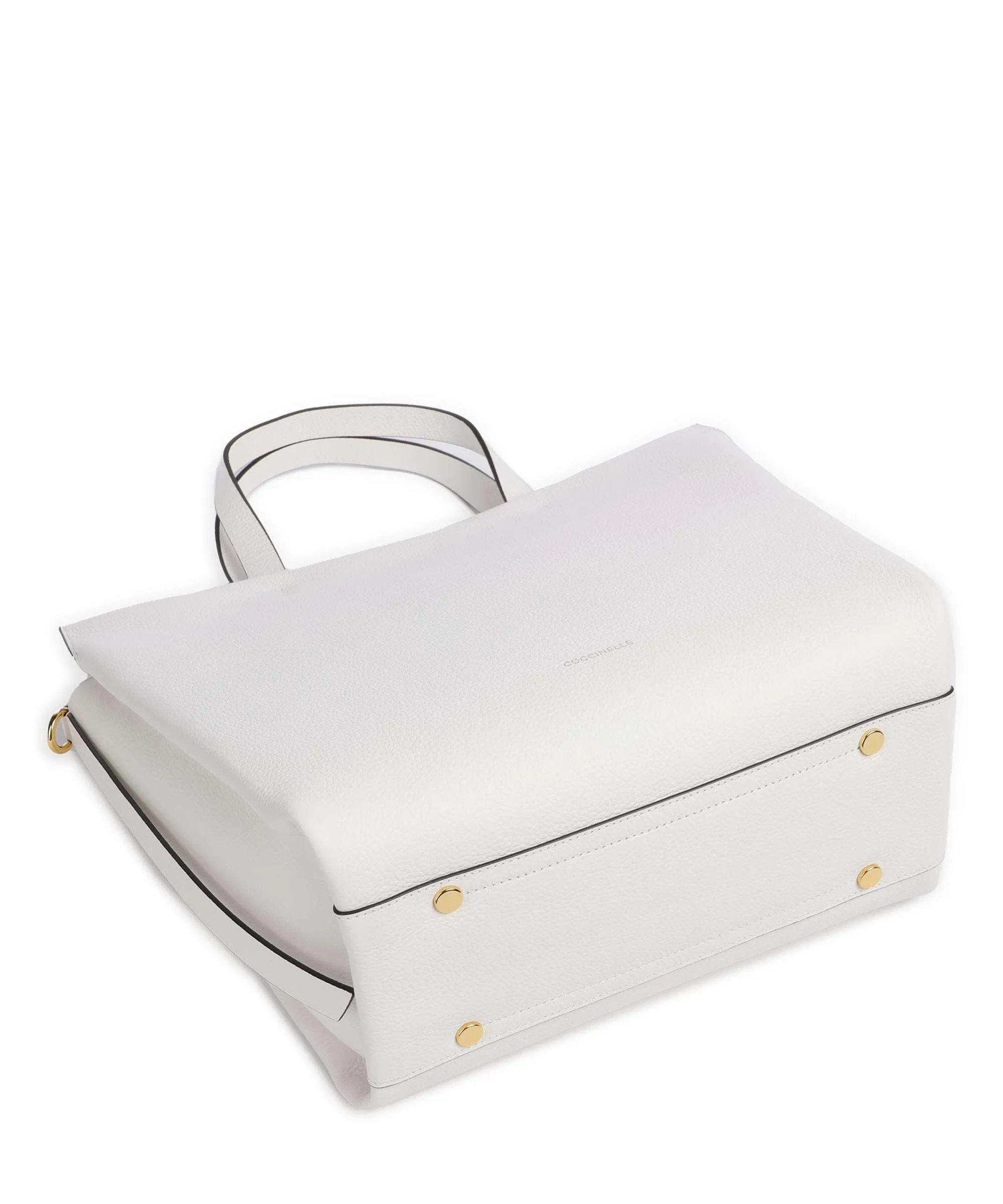  Coccinelle Boheme Grana Double Borsa a mano pelle granulata bianco  