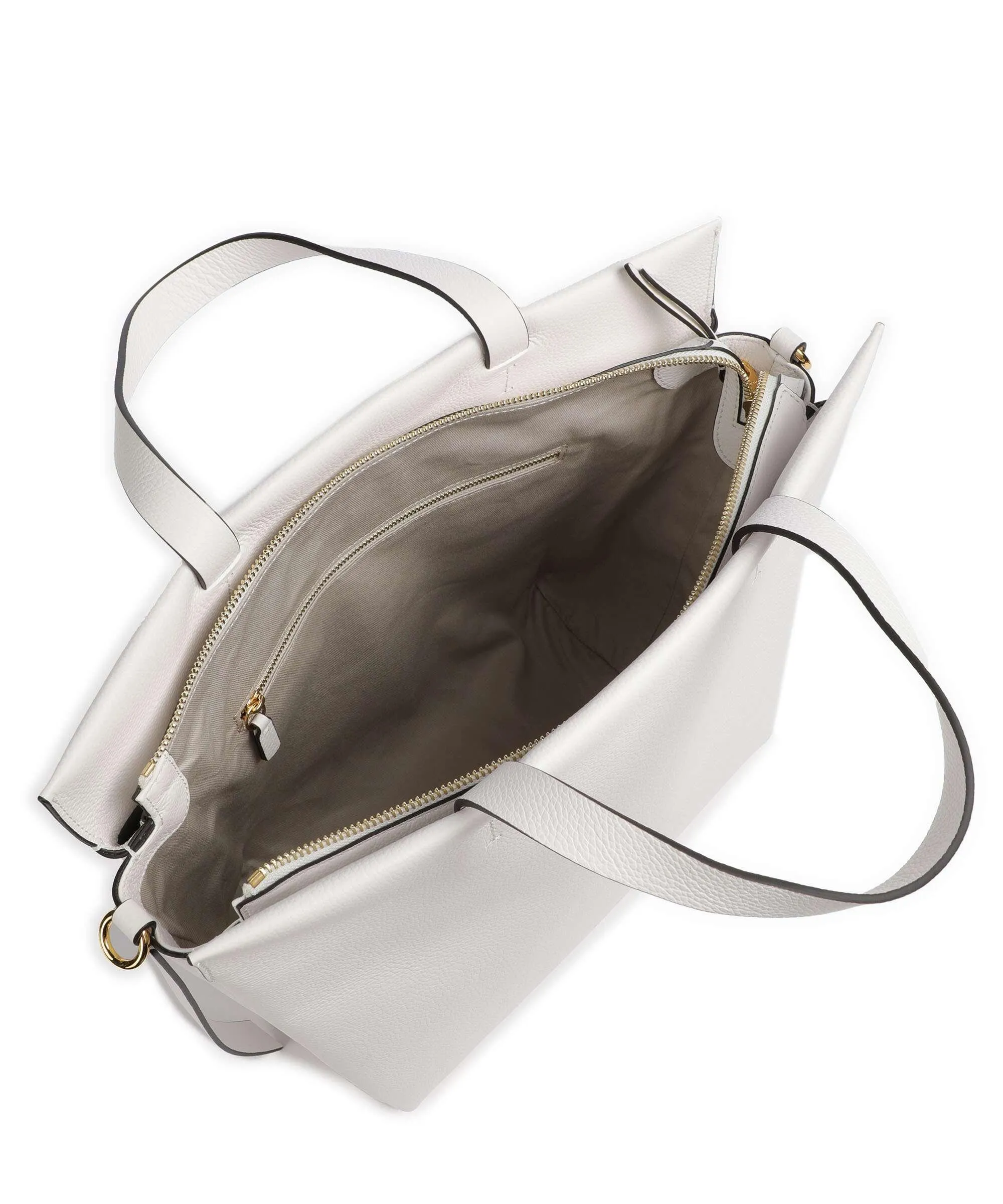  Coccinelle Boheme Grana Double Borsa a mano pelle granulata bianco  