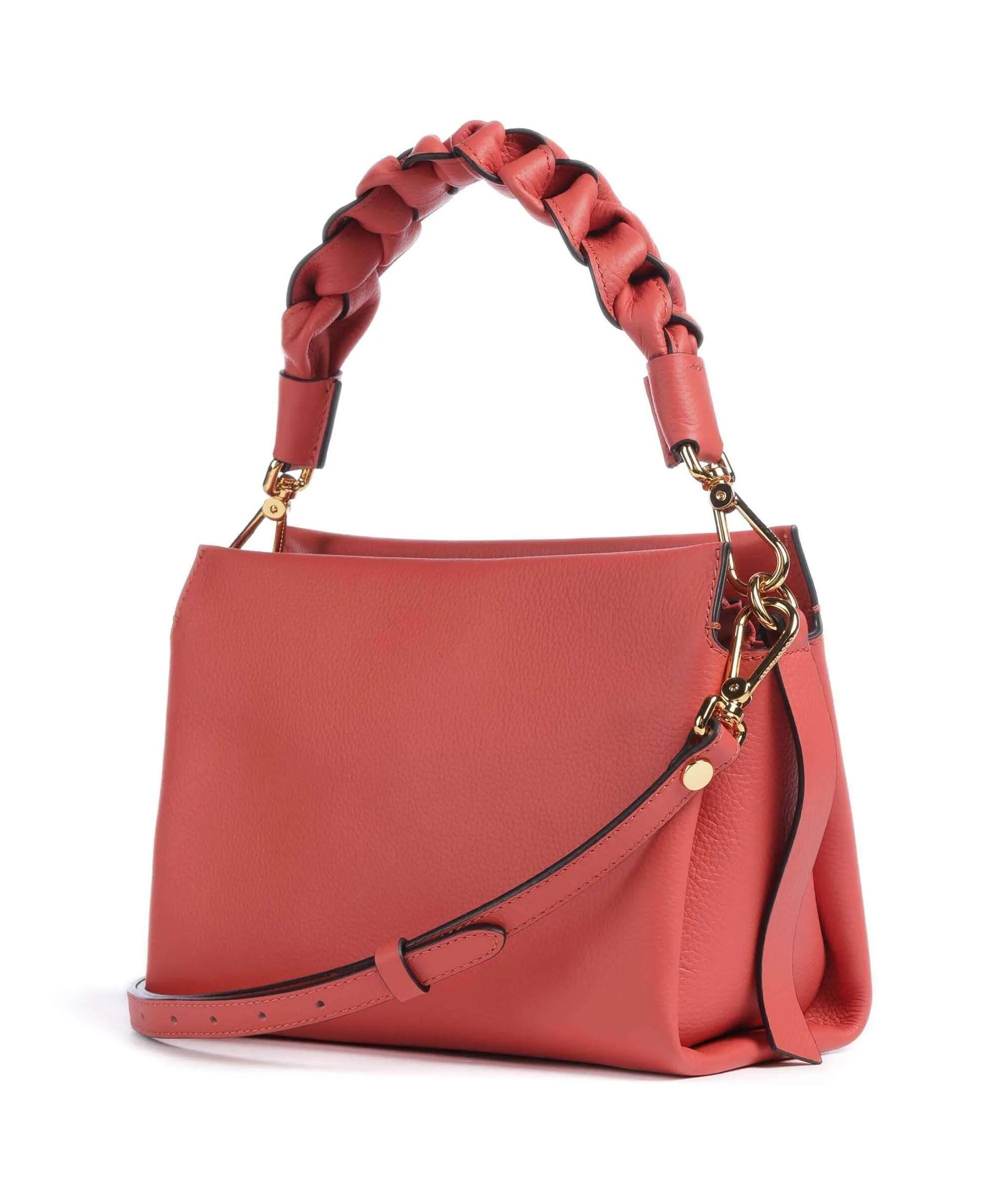  Coccinelle Boheme Grana Double Borsa a mano pelle granulata corallo  