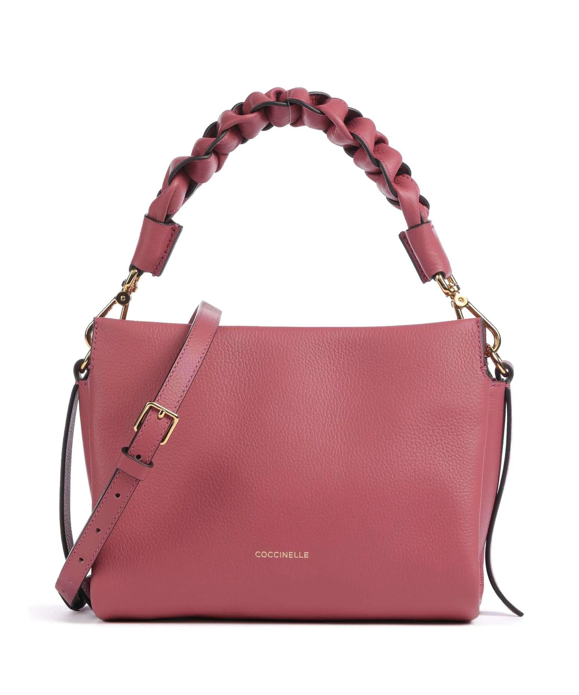  Coccinelle Boheme Grana Double Borsa a mano pelle granulata rosa  