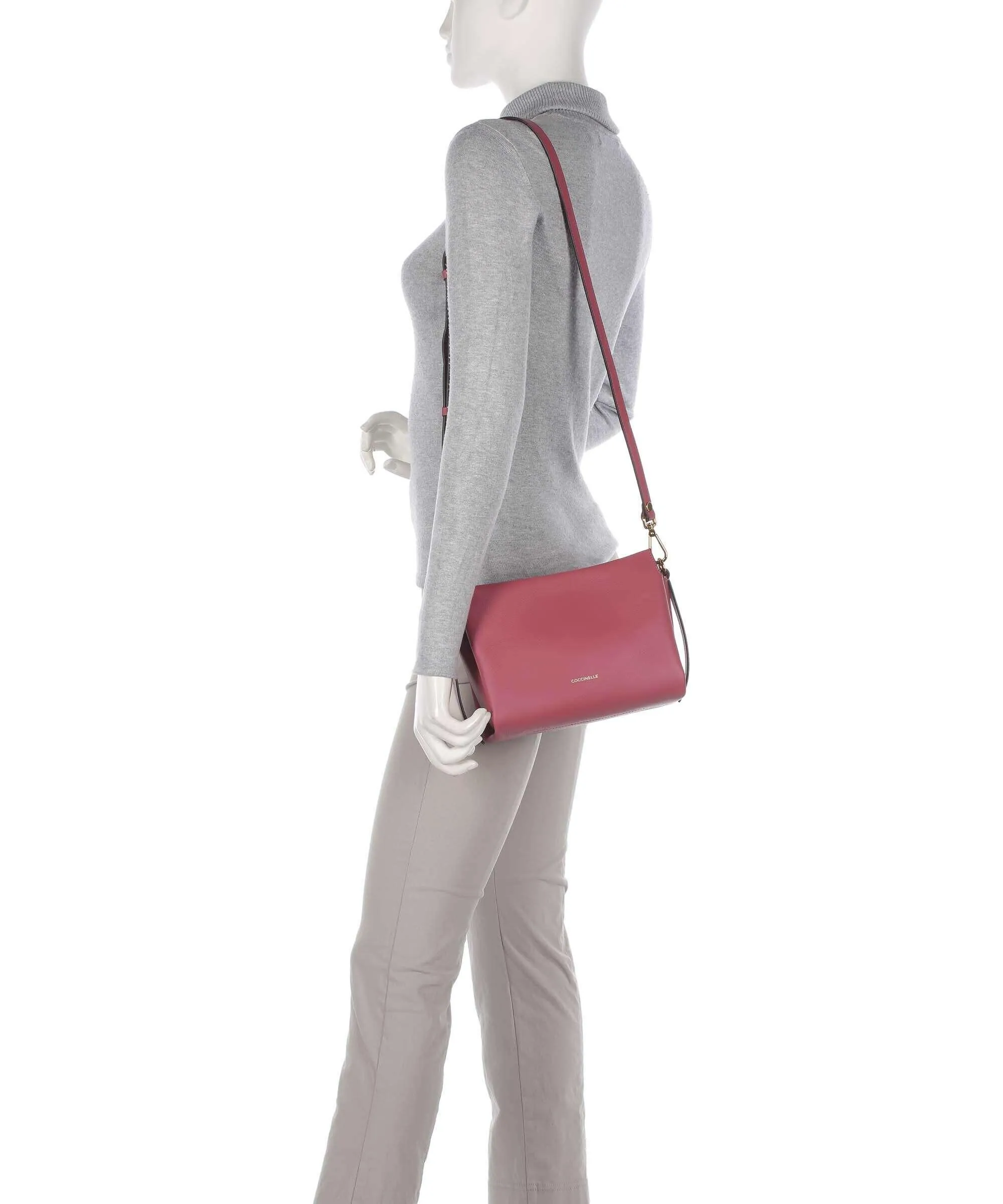  Coccinelle Boheme Grana Double Borsa a mano pelle granulata rosa  