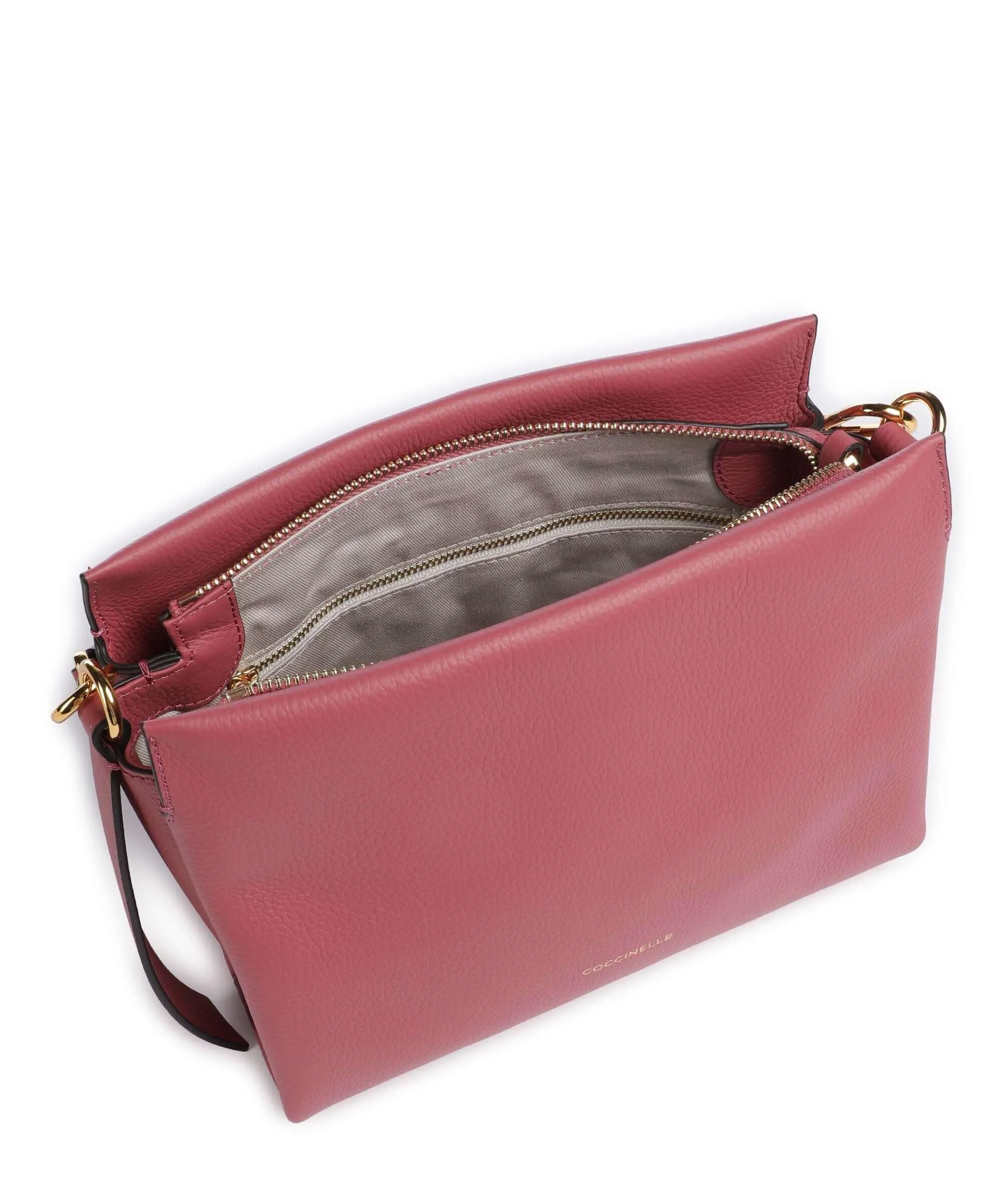  Coccinelle Boheme Grana Double Borsa a mano pelle granulata rosa  