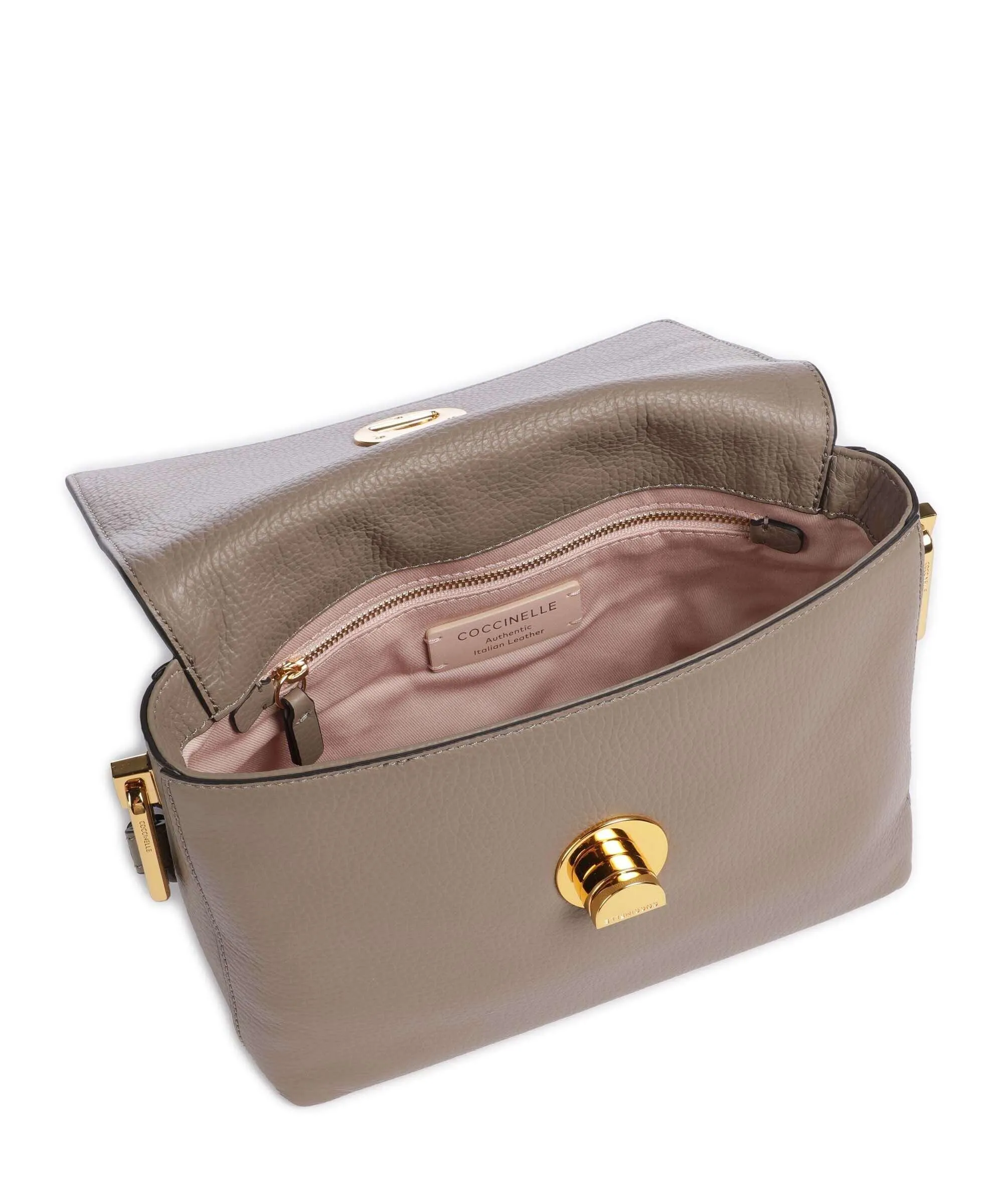  Coccinelle Liya Signature Borsa a tracolla pelle di vacchetta grana taupe  