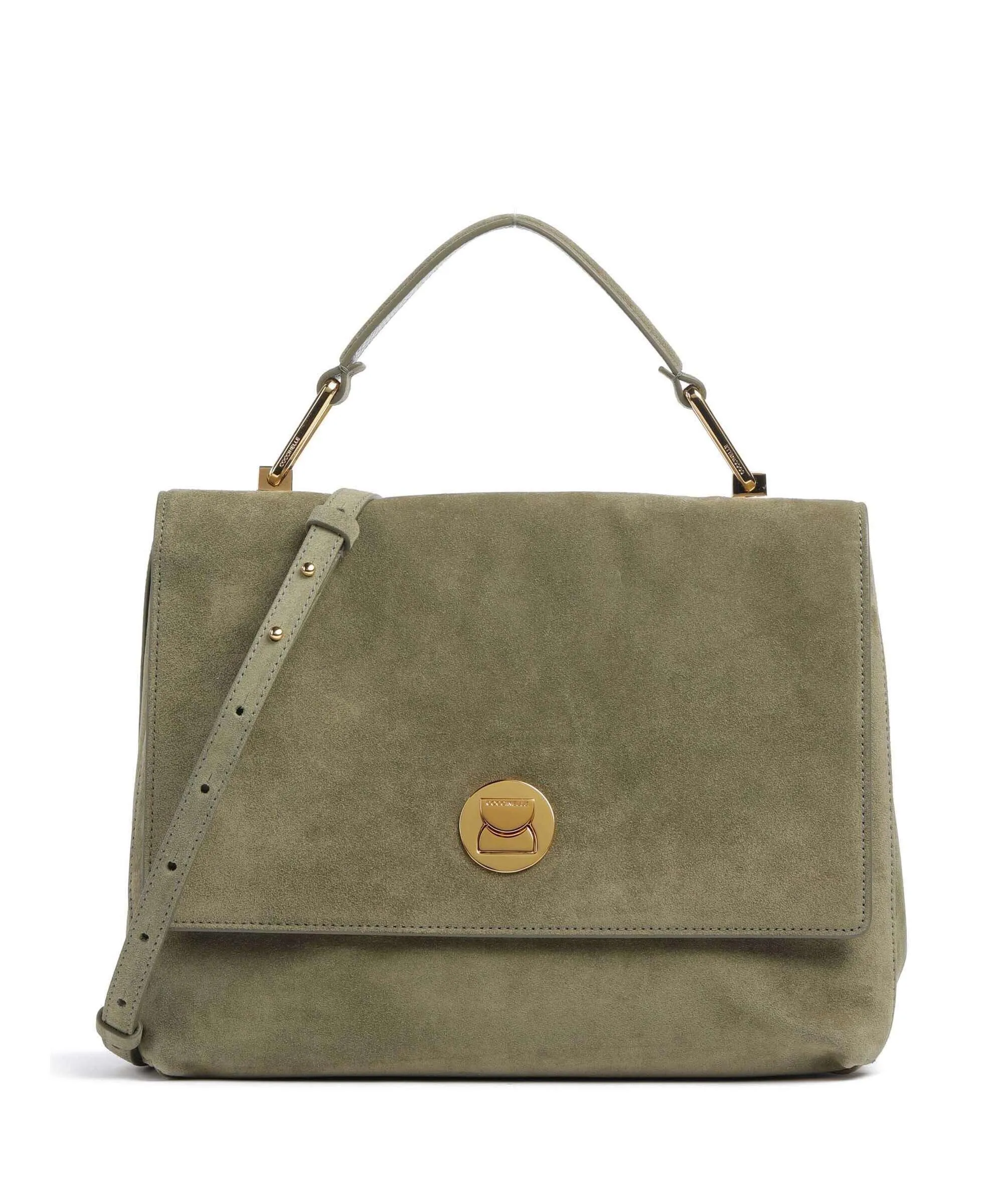  Coccinelle Liya Suede Borsa a mano pelle ruvida verde  