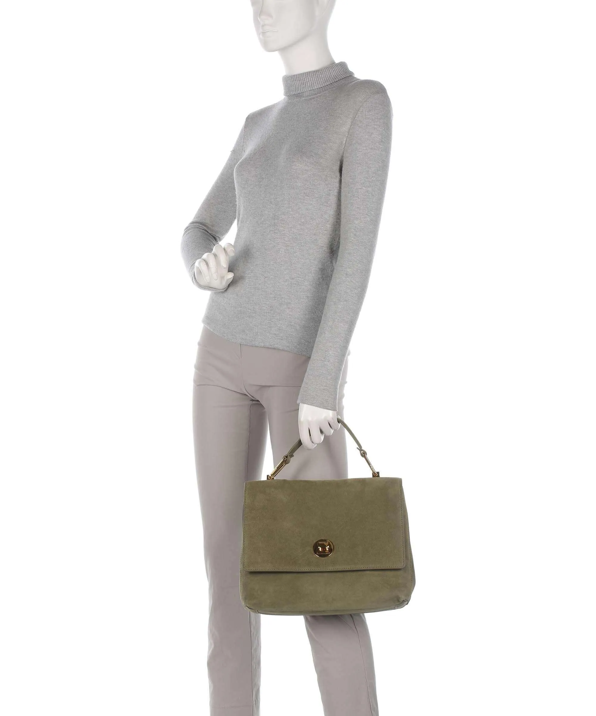  Coccinelle Liya Suede Borsa a mano pelle ruvida verde  